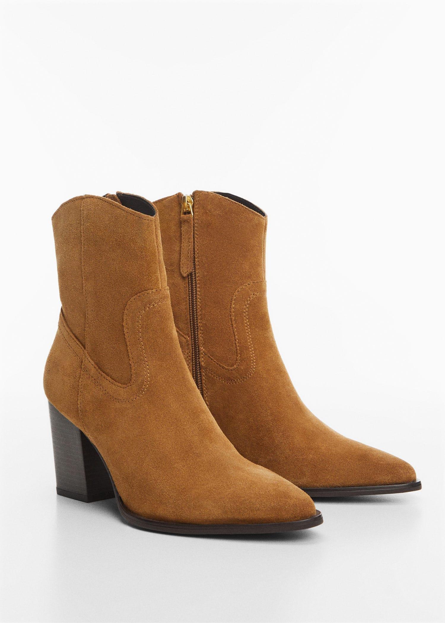 Brown Heel Suede Ankle Boot, , large image number 0