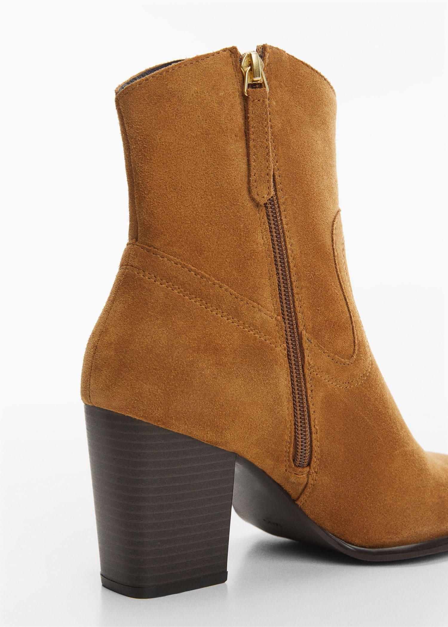 Brown Heel Suede Ankle Boot, , large image number 1