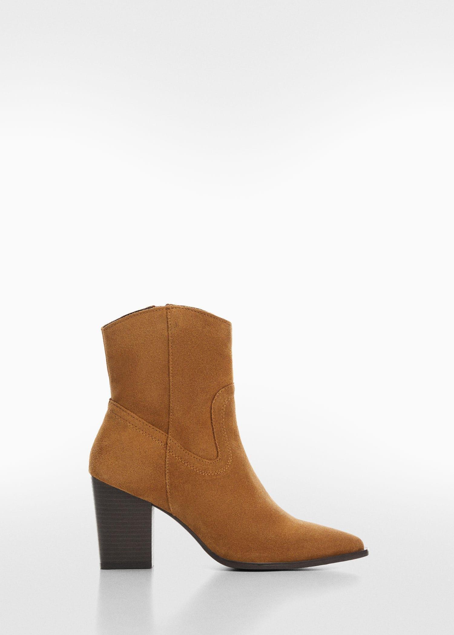 Brown Heel Suede Ankle Boot, , large image number 3