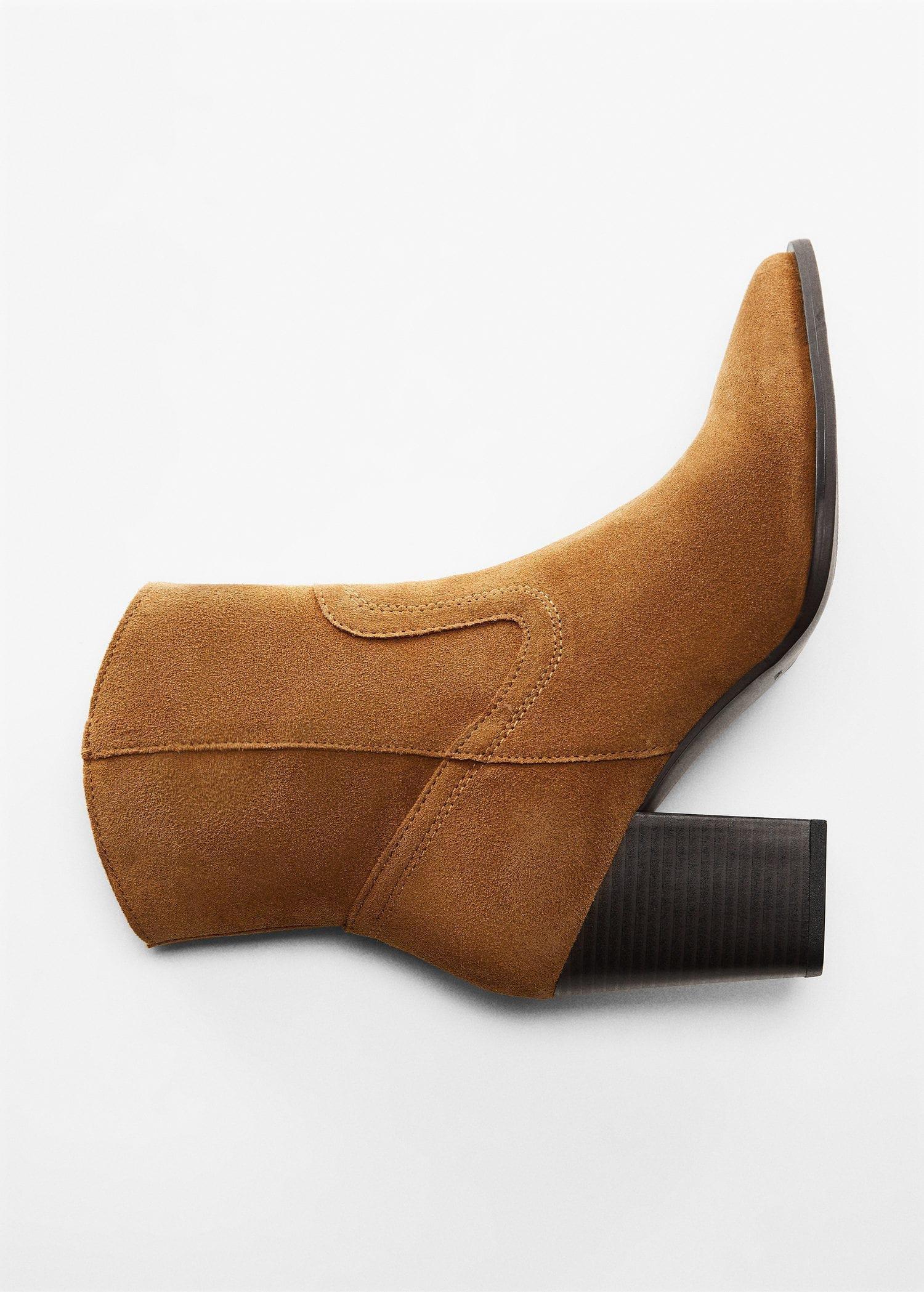 Brown Heel Suede Ankle Boot, , large image number 4