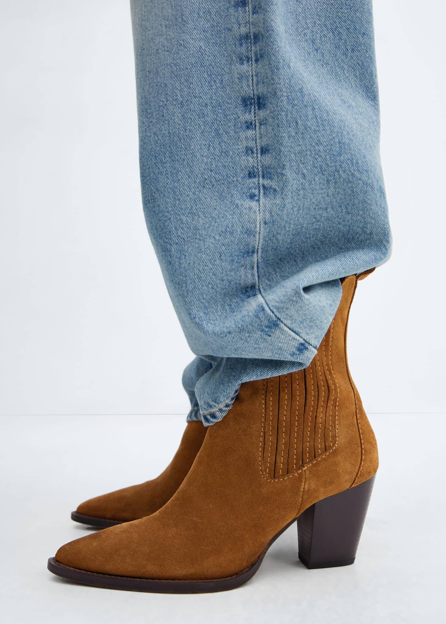Brown Heel Suede Ankle Boot, , large image number 5