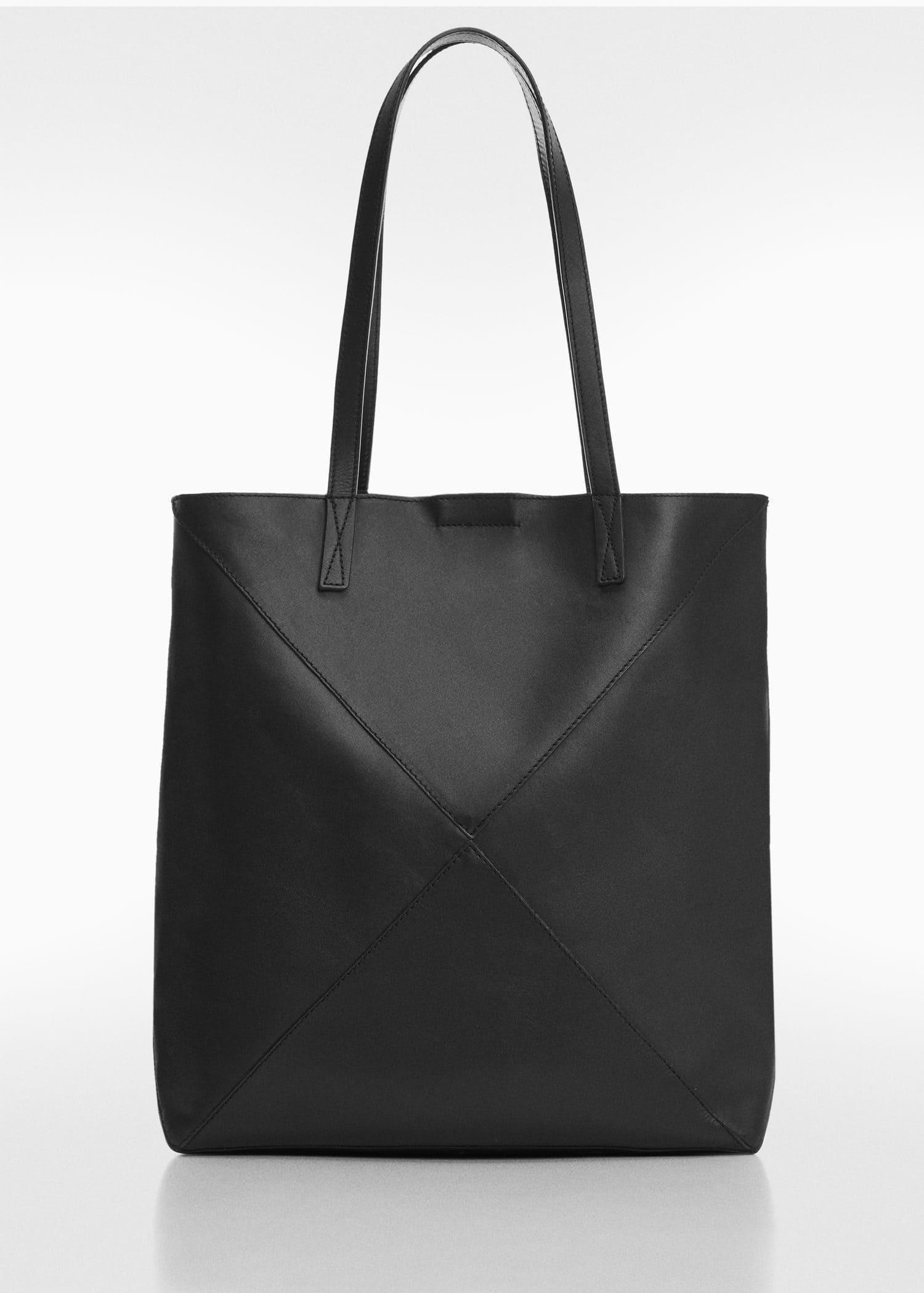 Mango - Black Leather Shopper Bag