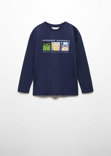 Mango - Navy Avengers Cotton T-Shirt, Kids Boys