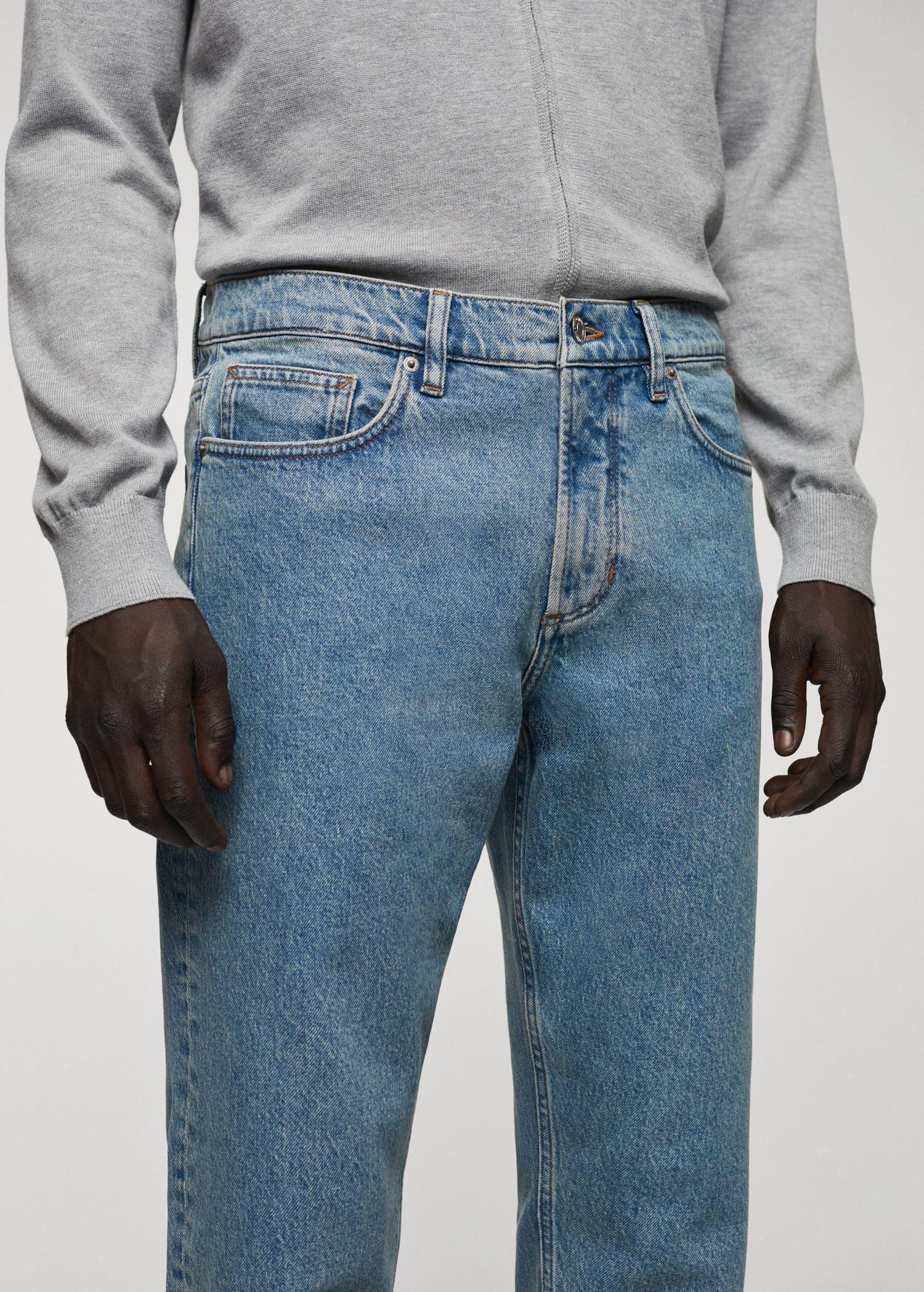 Mango - Blue Ben Tapered Cropped Jeans