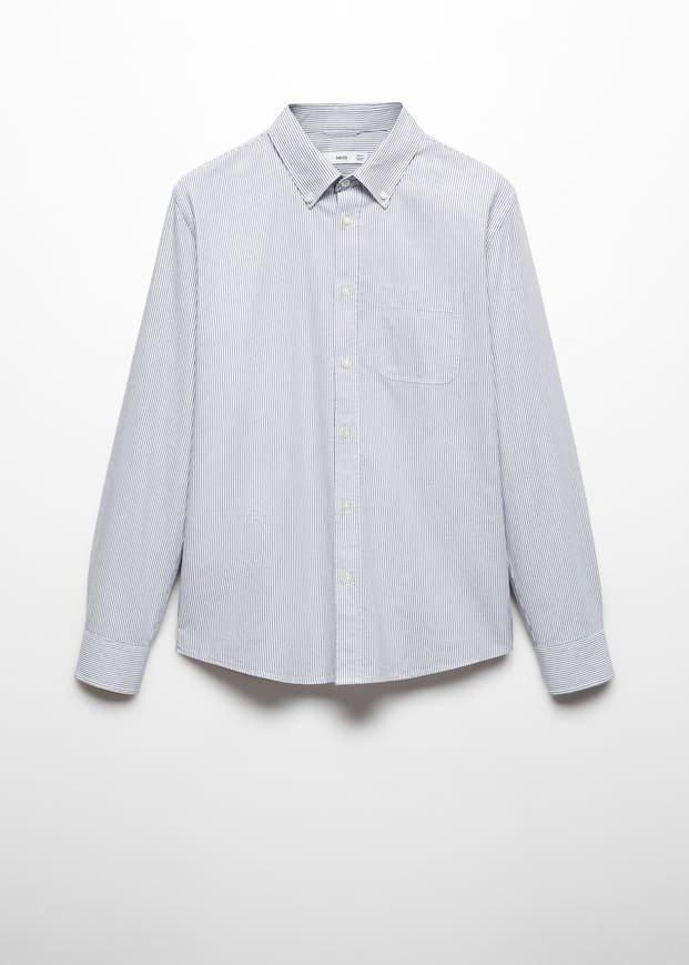 Mango - Navy Cotton Kodak Striped Shirt