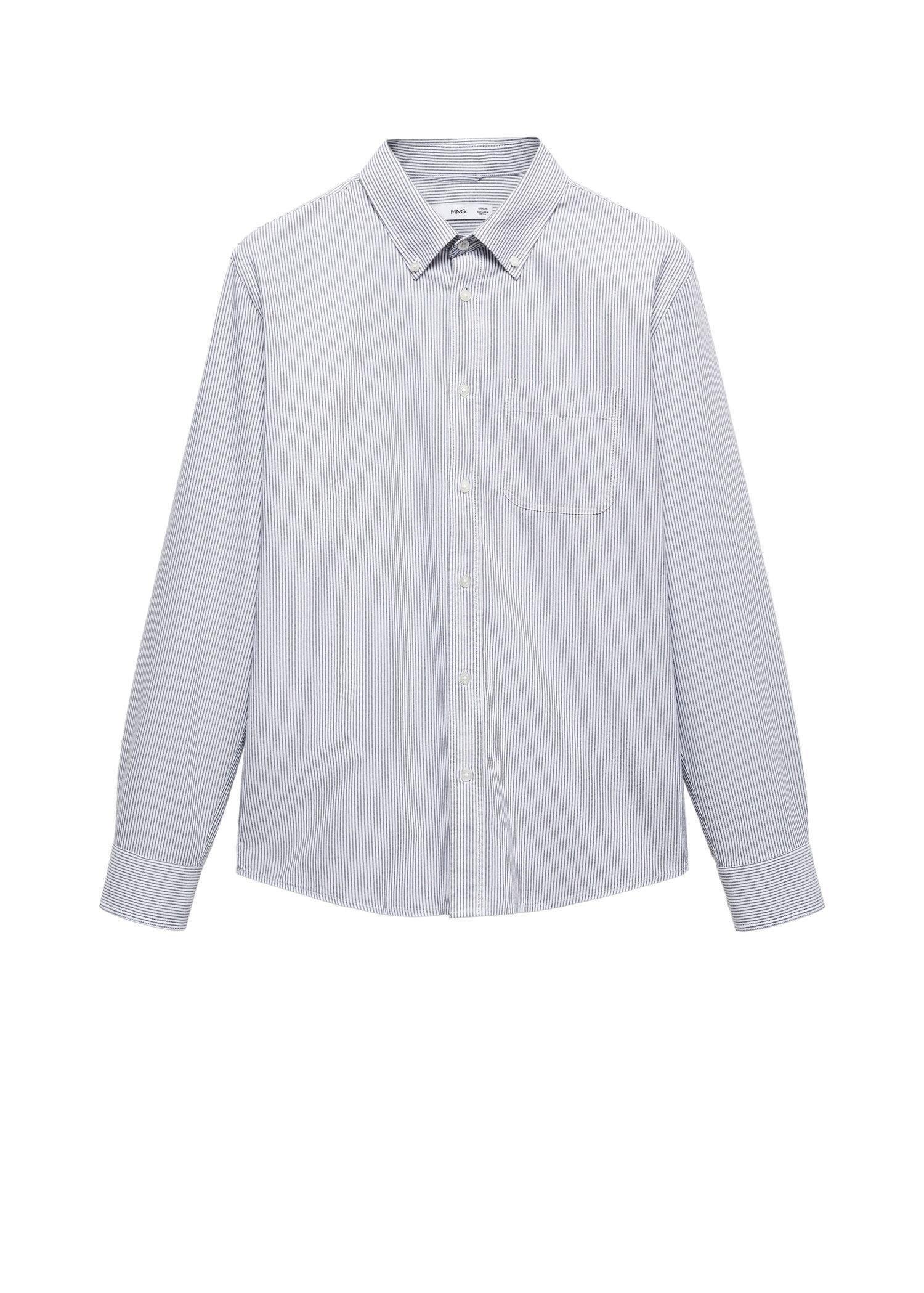 Mango - Navy Cotton Kodak Striped Shirt