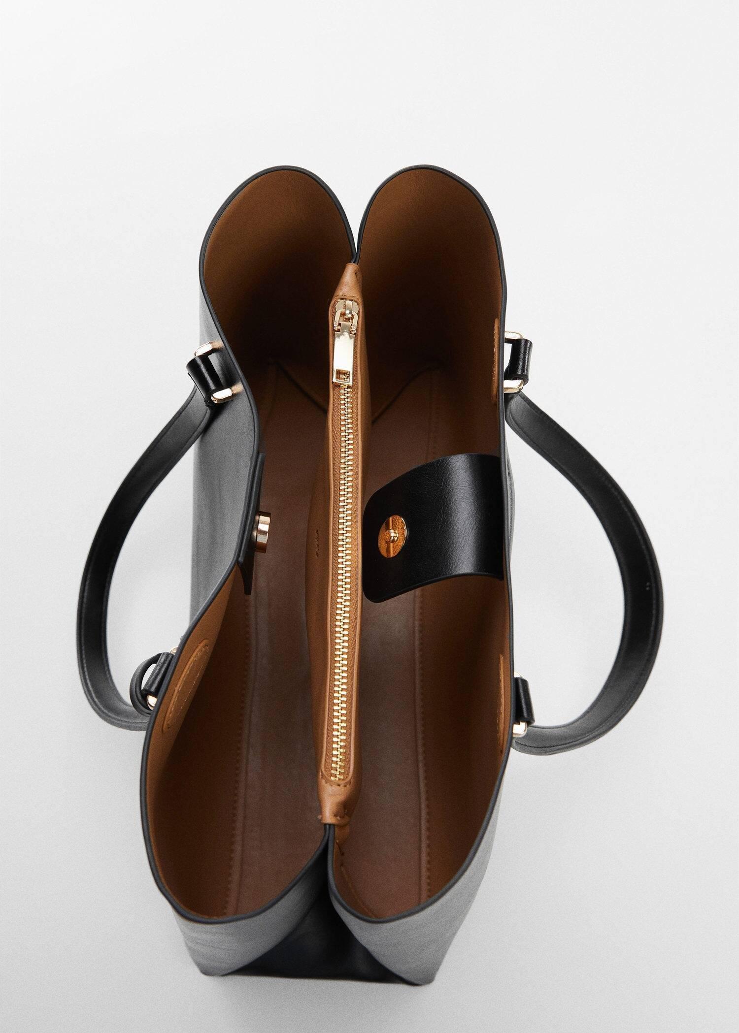 Black Shopper Bag With Dual Compartment, , large image number 2