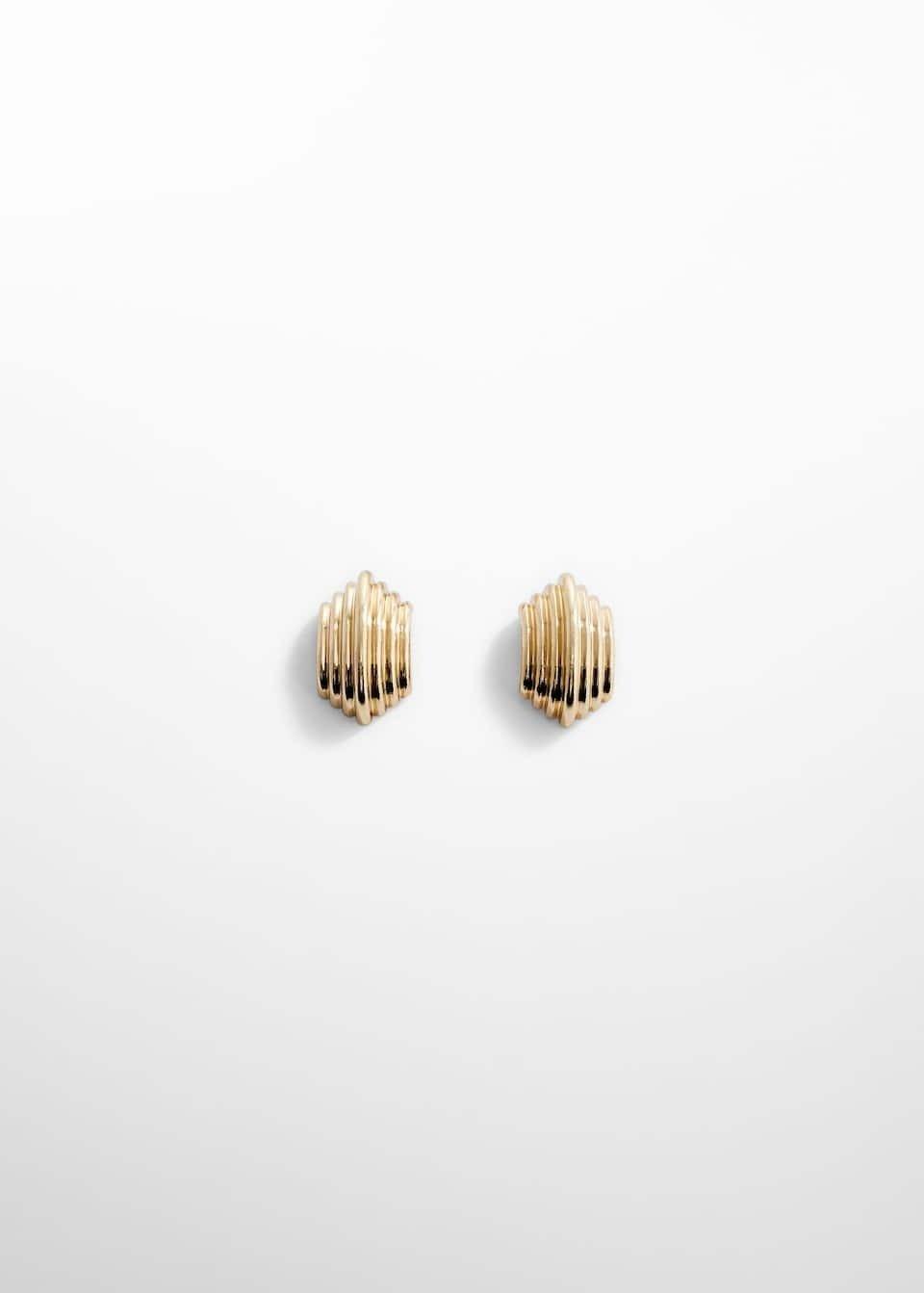 Mango - Gold Embossed Semi-Hoop Earrings