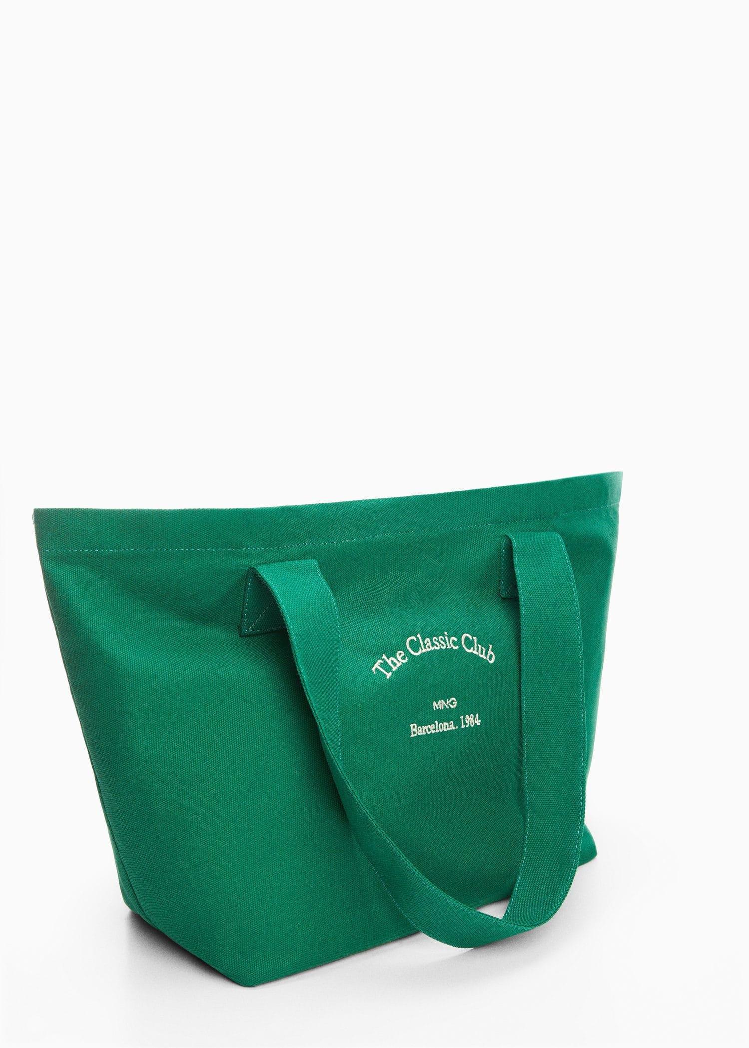 Mango - Green Cotton Shopper Bag