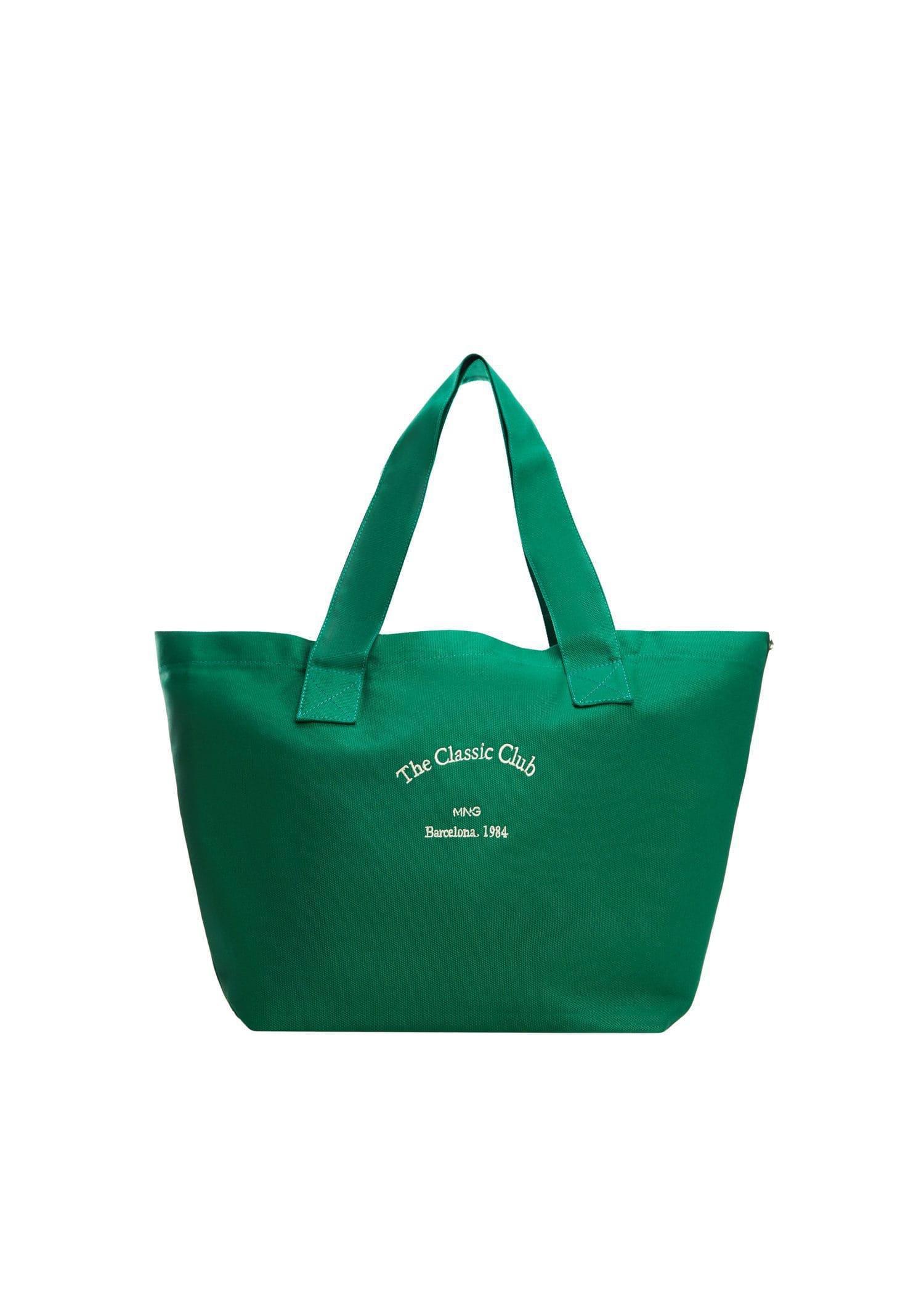 Mango - Green Cotton Shopper Bag