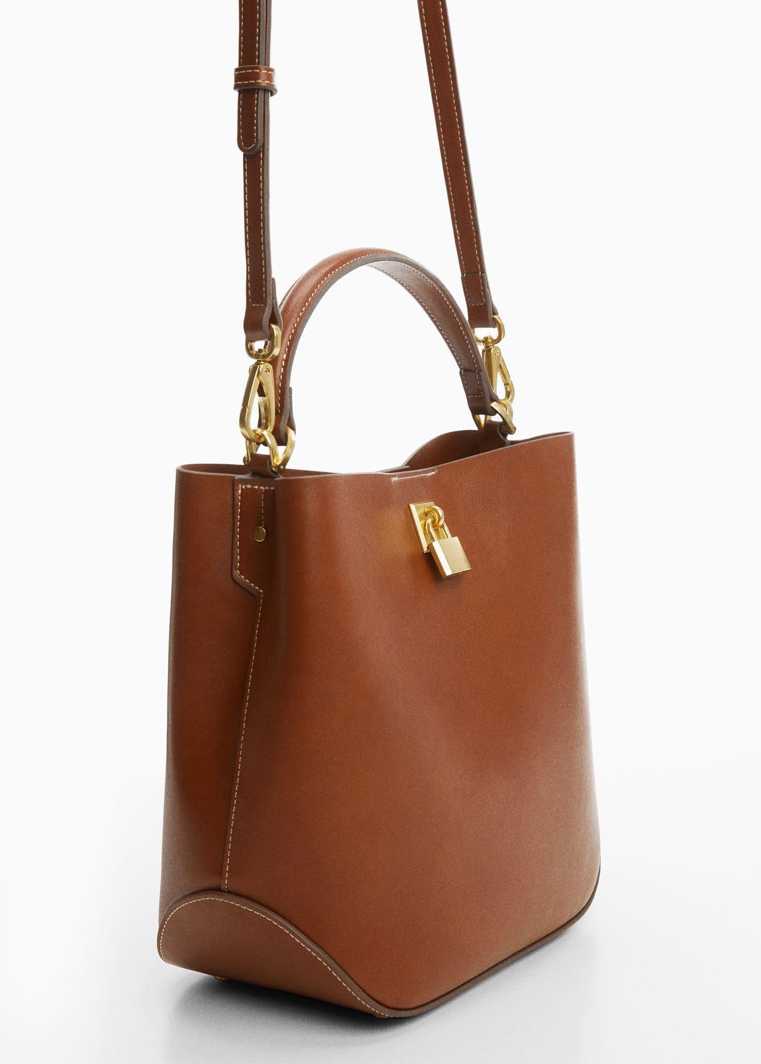 Brown Shopper Bag With Padlock, , large image number 1