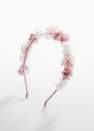 Mango - Pink Headband With Embossed Flowers, Kids Girls