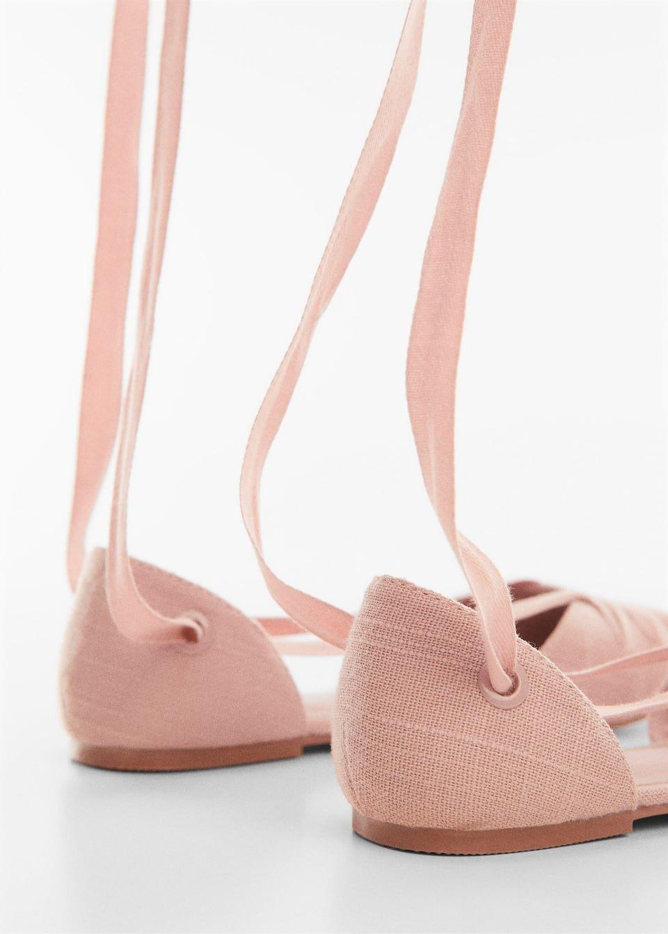 Mango - Pink Flat Strips Shoes, Kids Girls