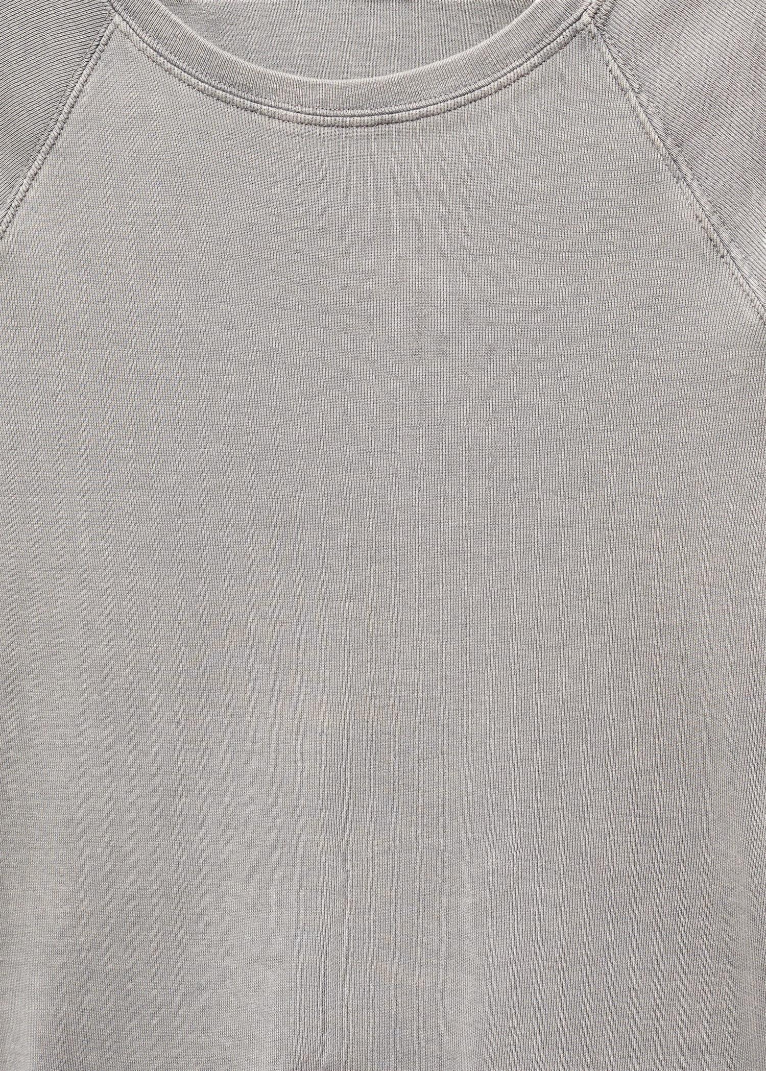 Mango - Grey Rounded Neck Cotton T-Shirt