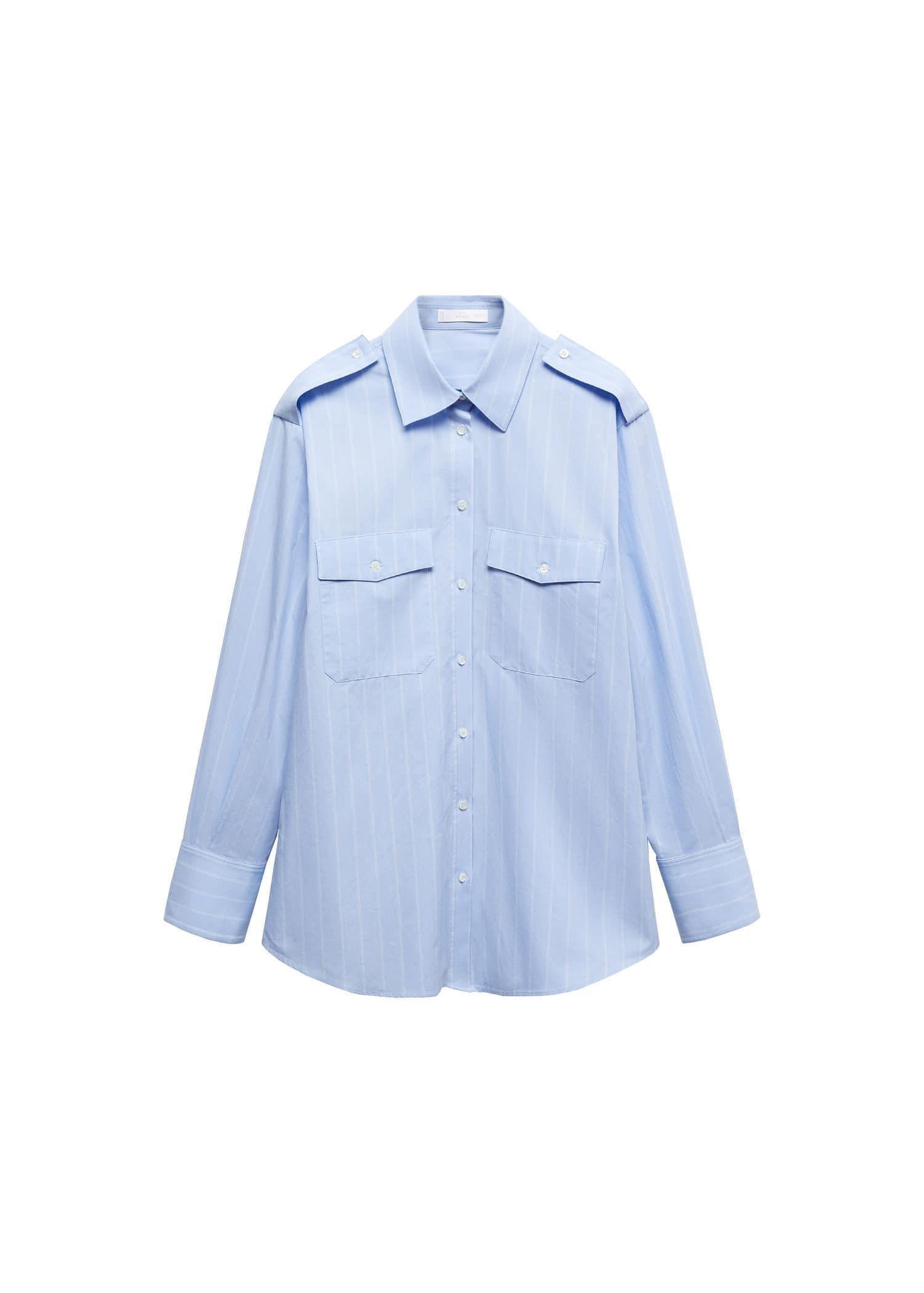 Mango - Blue Pocket Striped Shirt