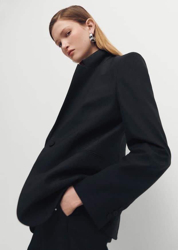 Mango - Black Wool Suit Blazer