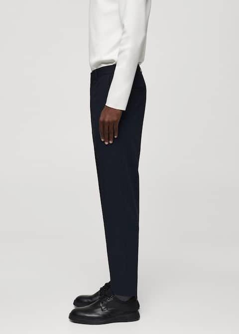 Mango - Navy Slim Fit Stretch Trousers