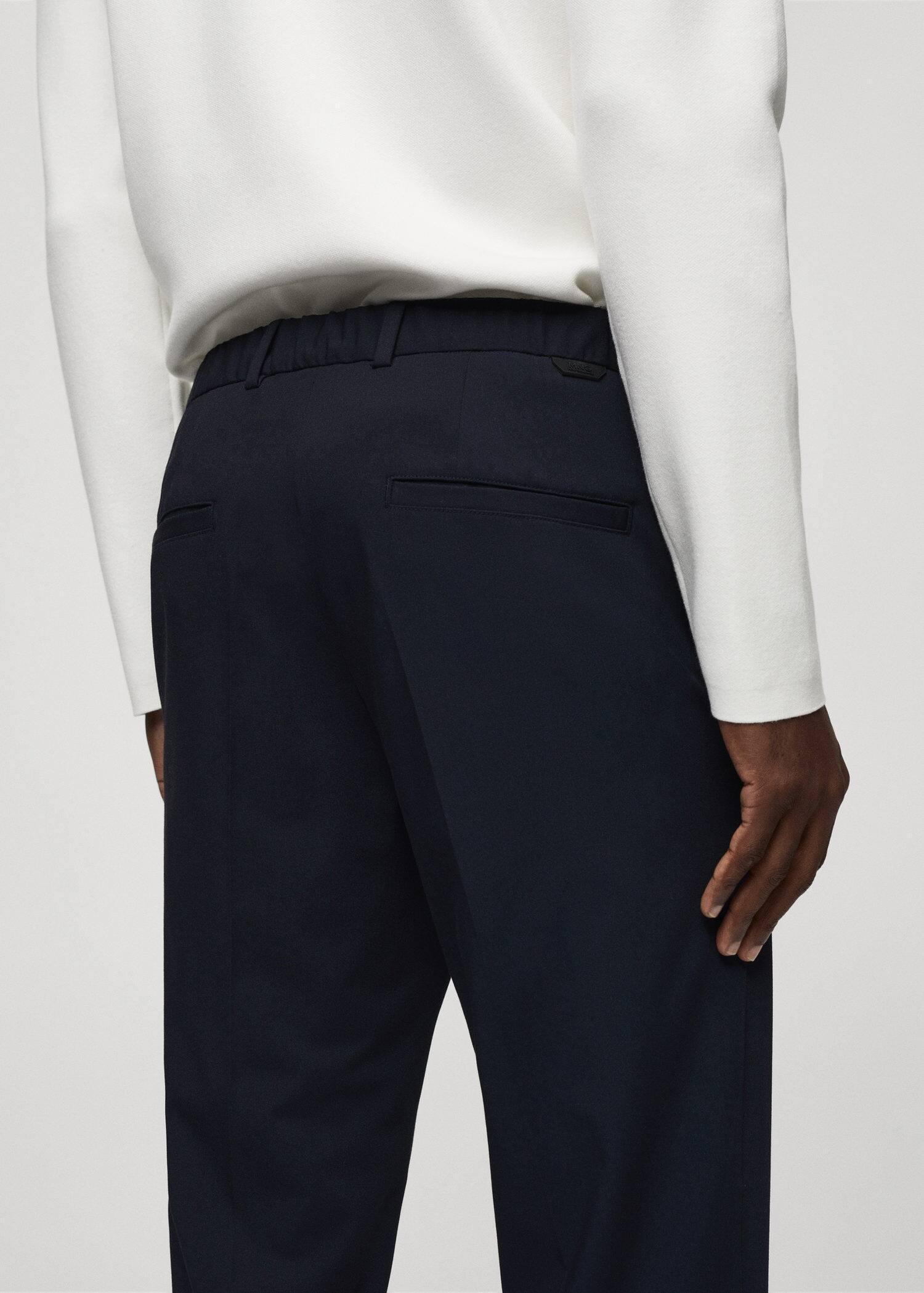 Mango - Navy Slim Fit Stretch Trousers