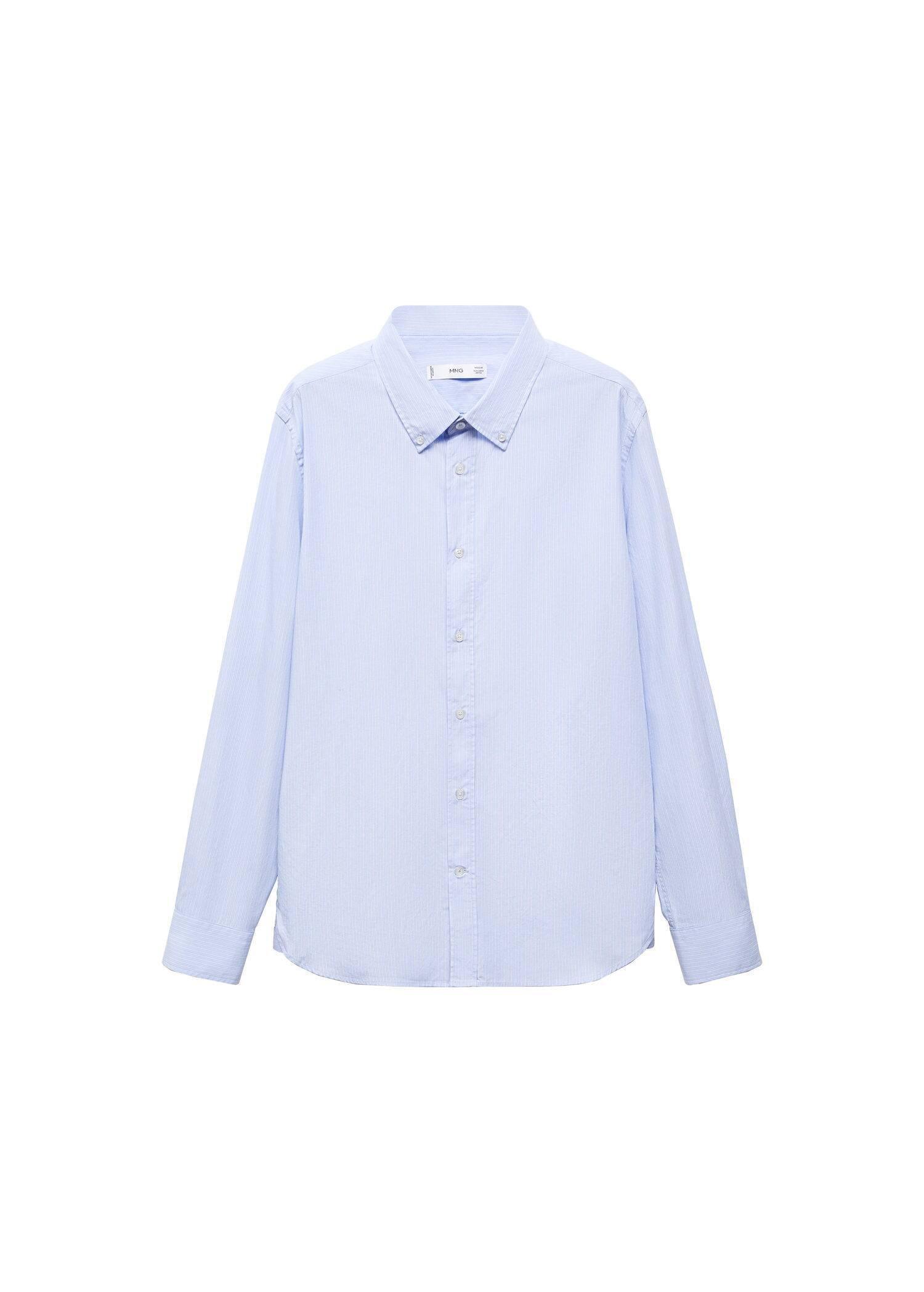 Mango - Blue Lt-Pastel Striped Cotton Shirt