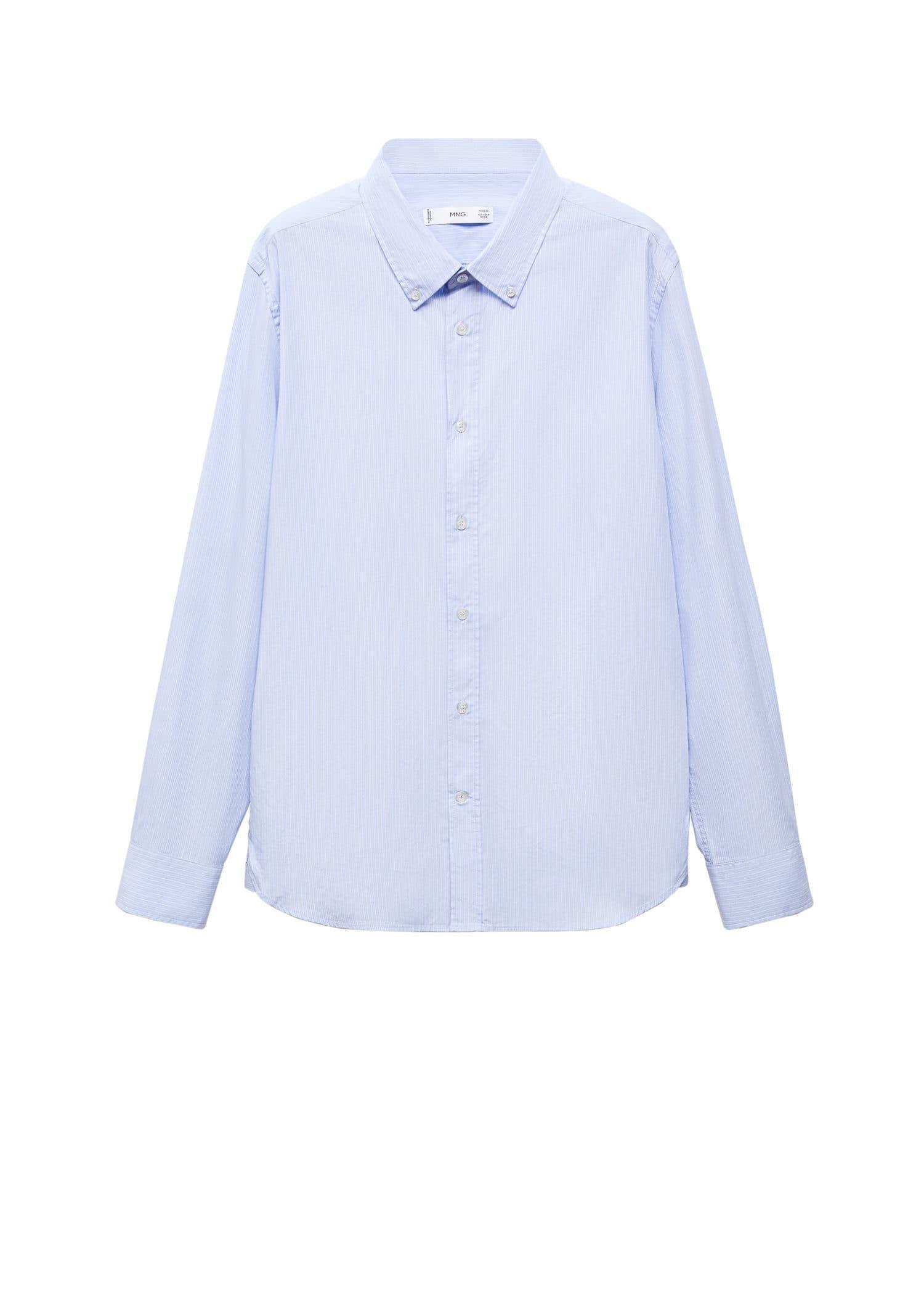 Mango - Blue Lt-Pastel Striped Cotton Shirt