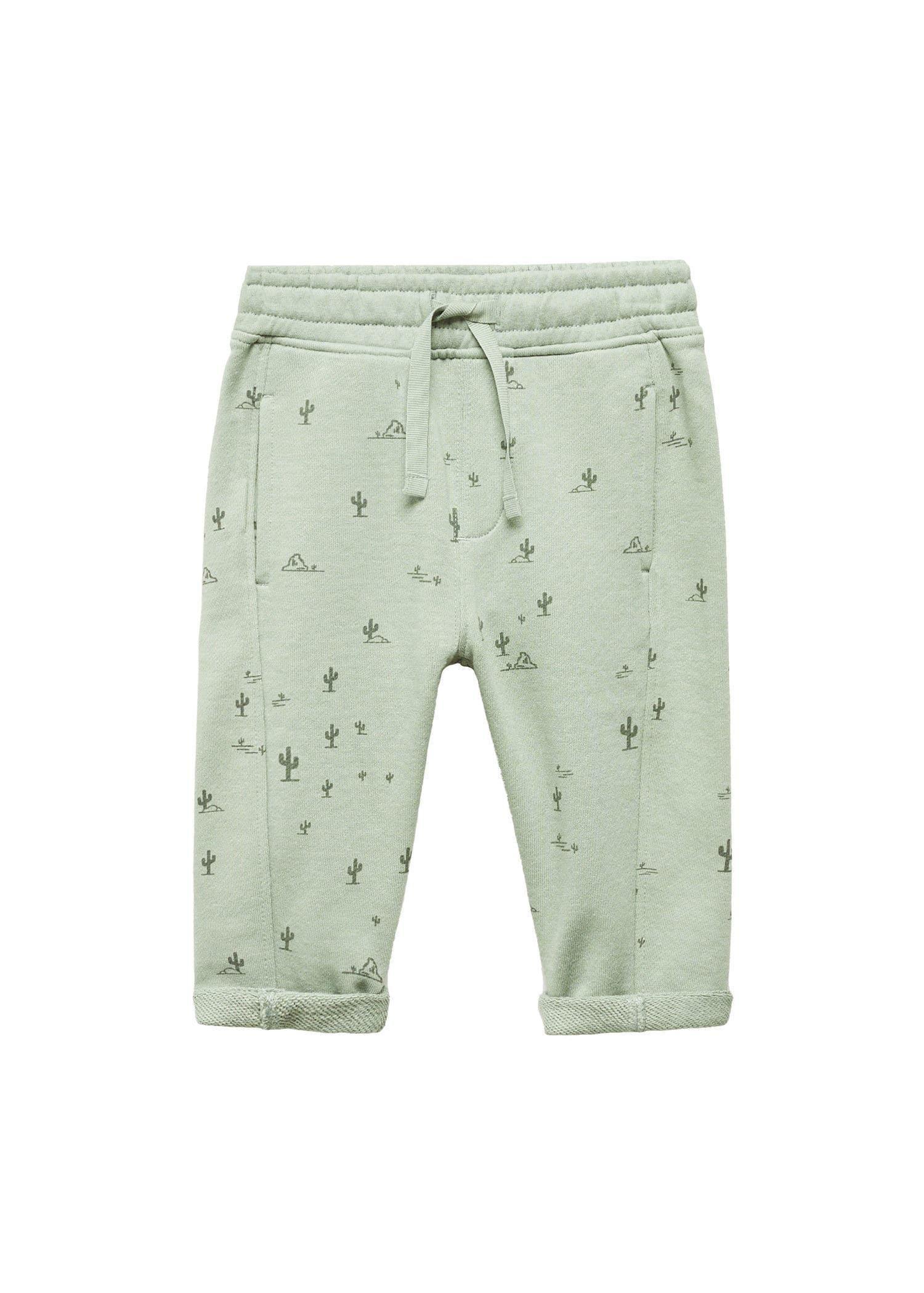 Mango - Green Cotton Jogger-Style Trousers, Kids Boys