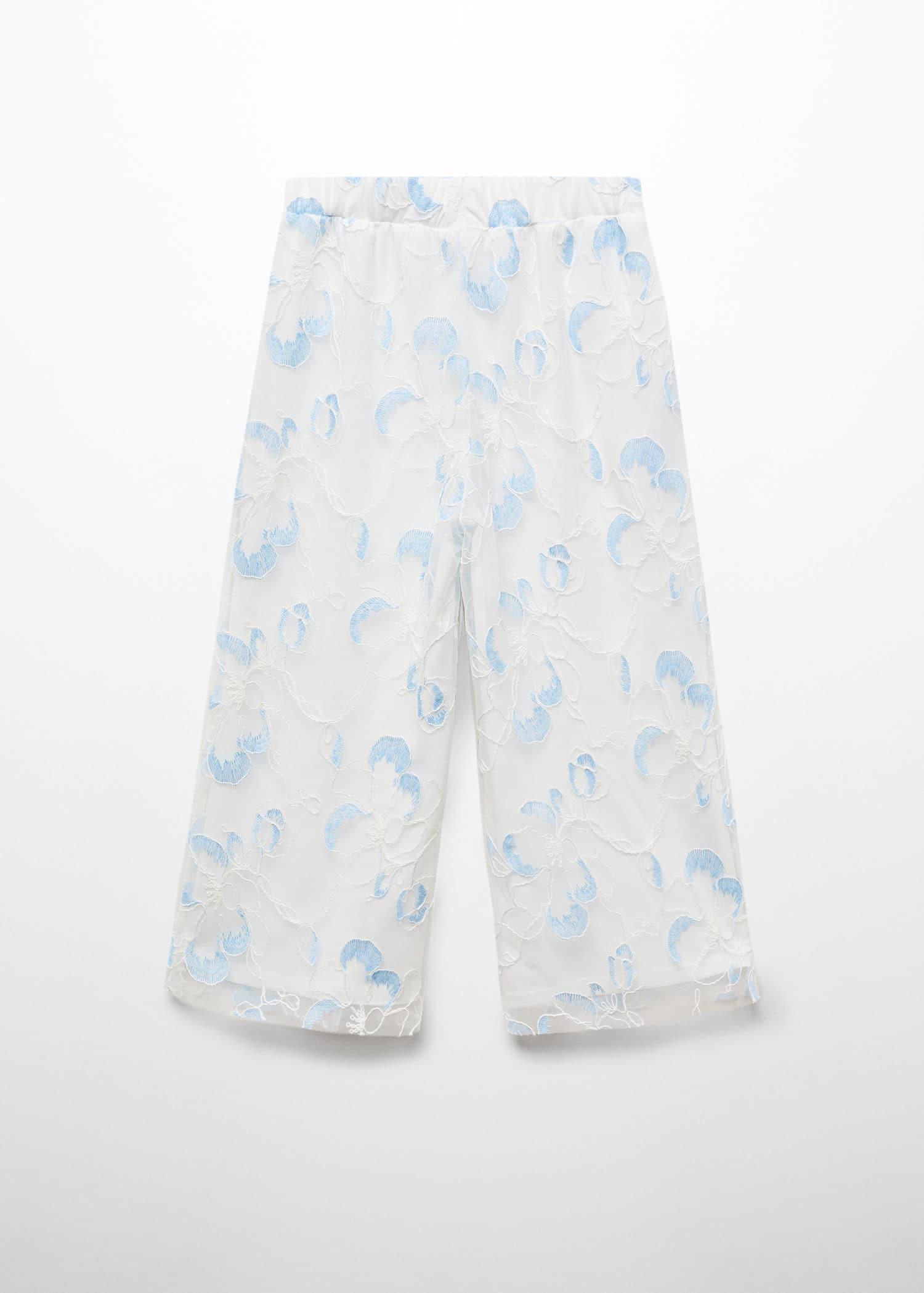 Mango - White Embroidered Tulle Pants, Kids Girls
