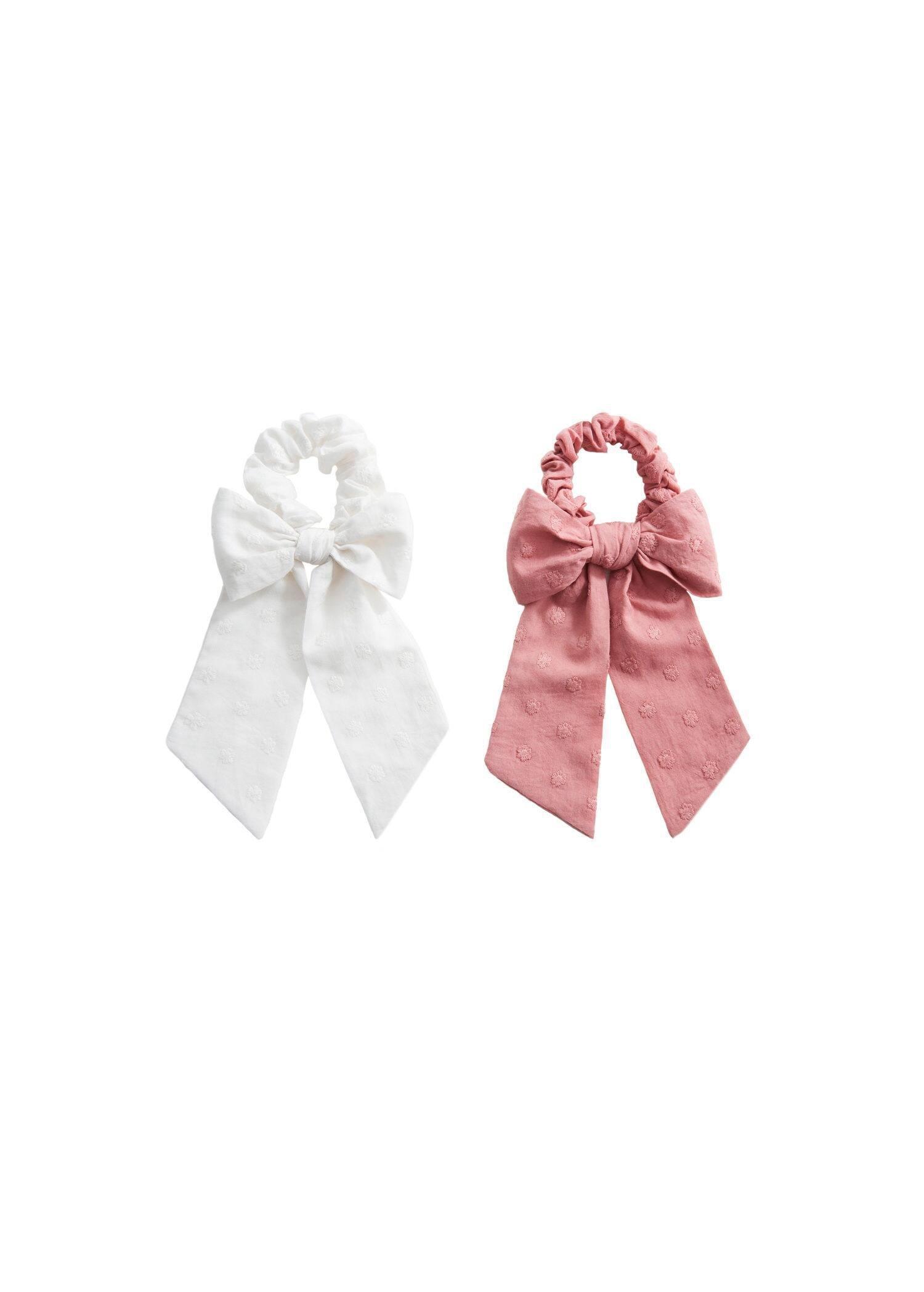 White Bow Hair Ties, Kids Girls, Set Of 2, , large image number 1