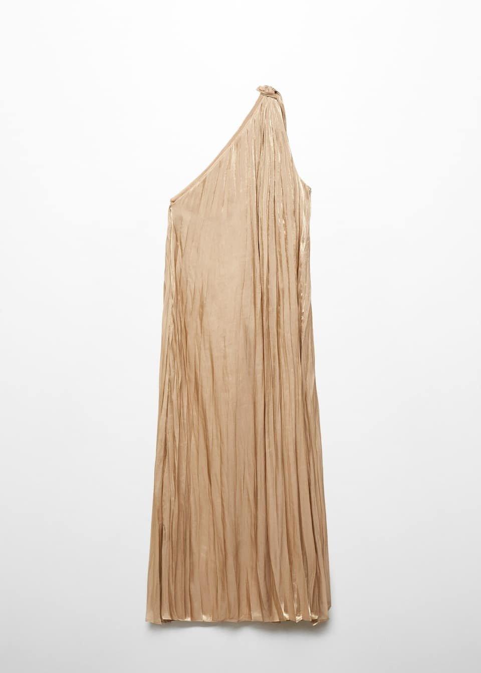 Mango - Gold Asymmetrical Pleated Dress