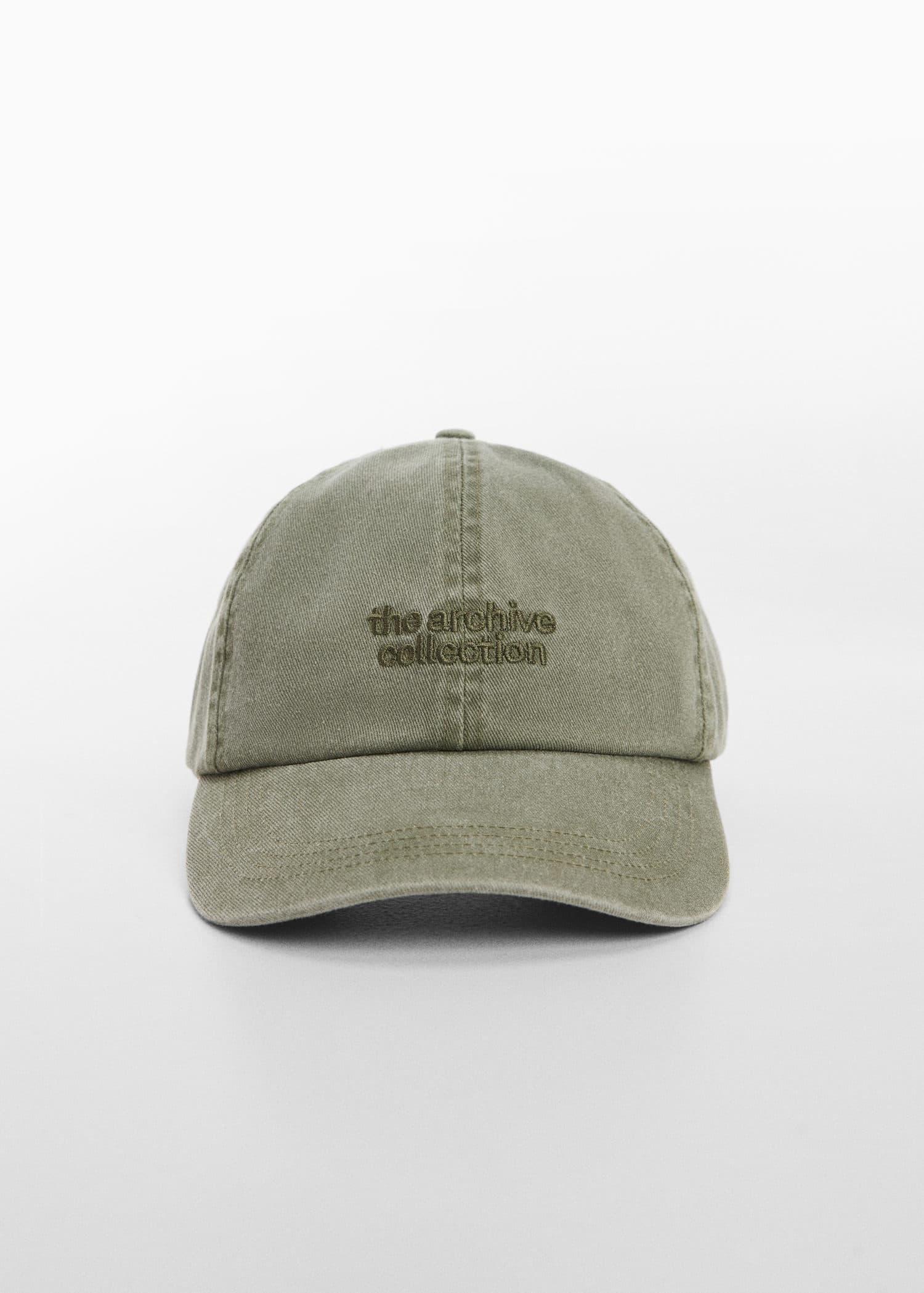 Mango - Khaki Embroidered Message Cap