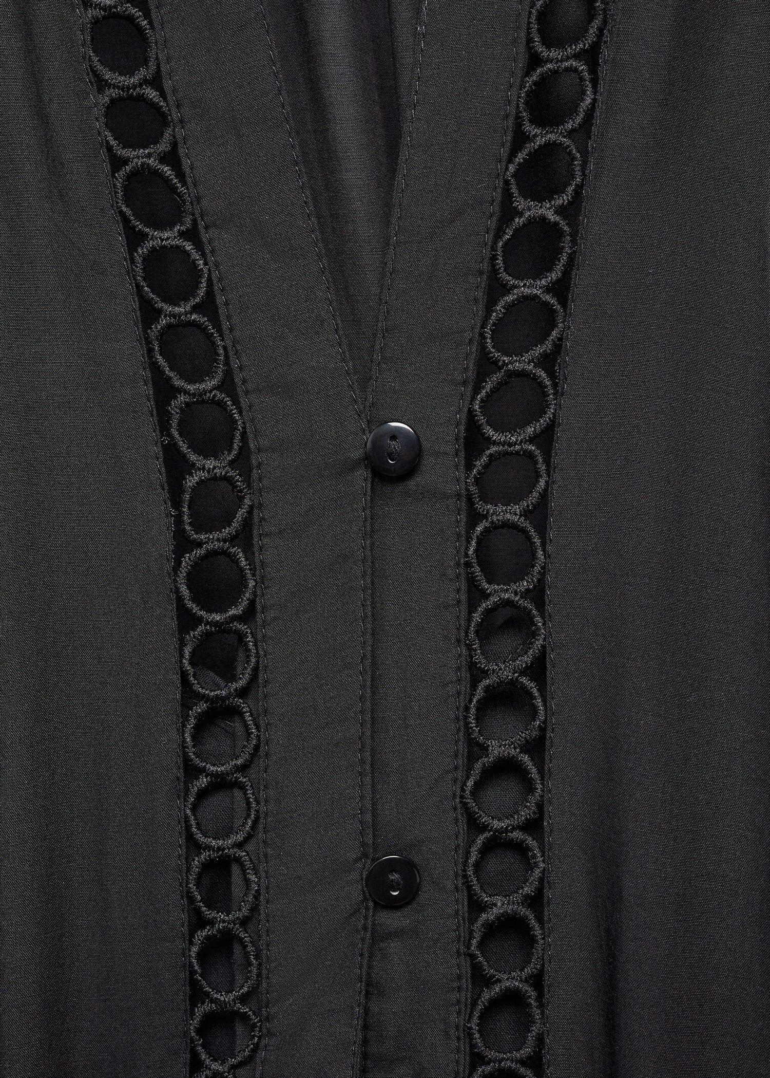 Mango - Black Openwork Detail Shirt Dress