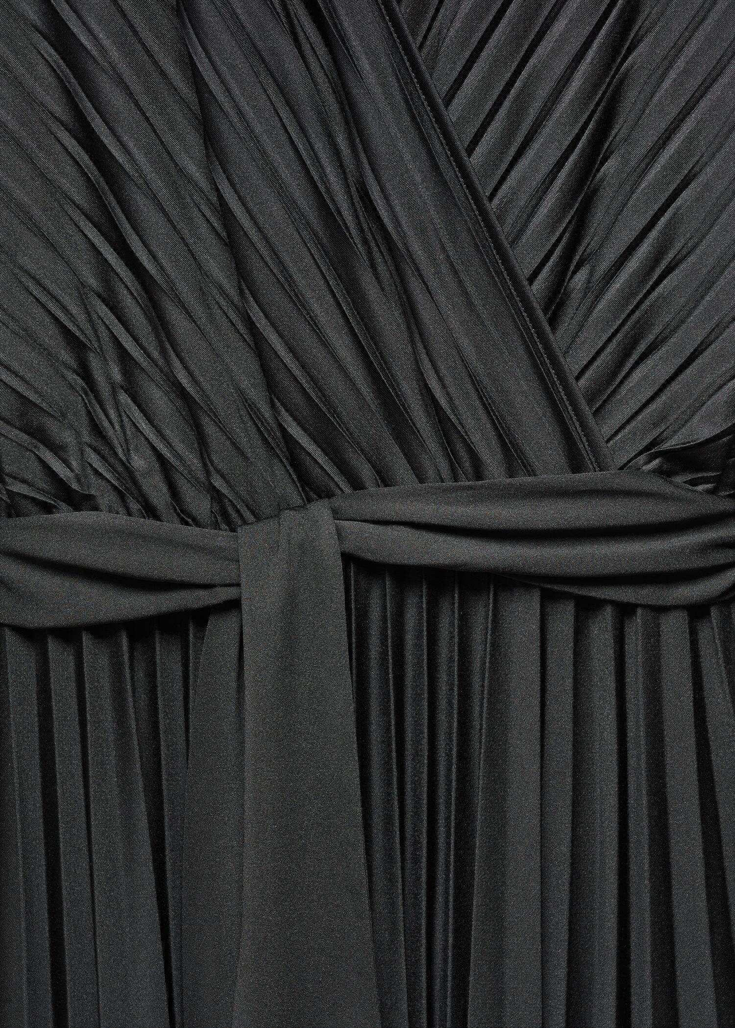 Mango - Black Pleated Wrap Dress