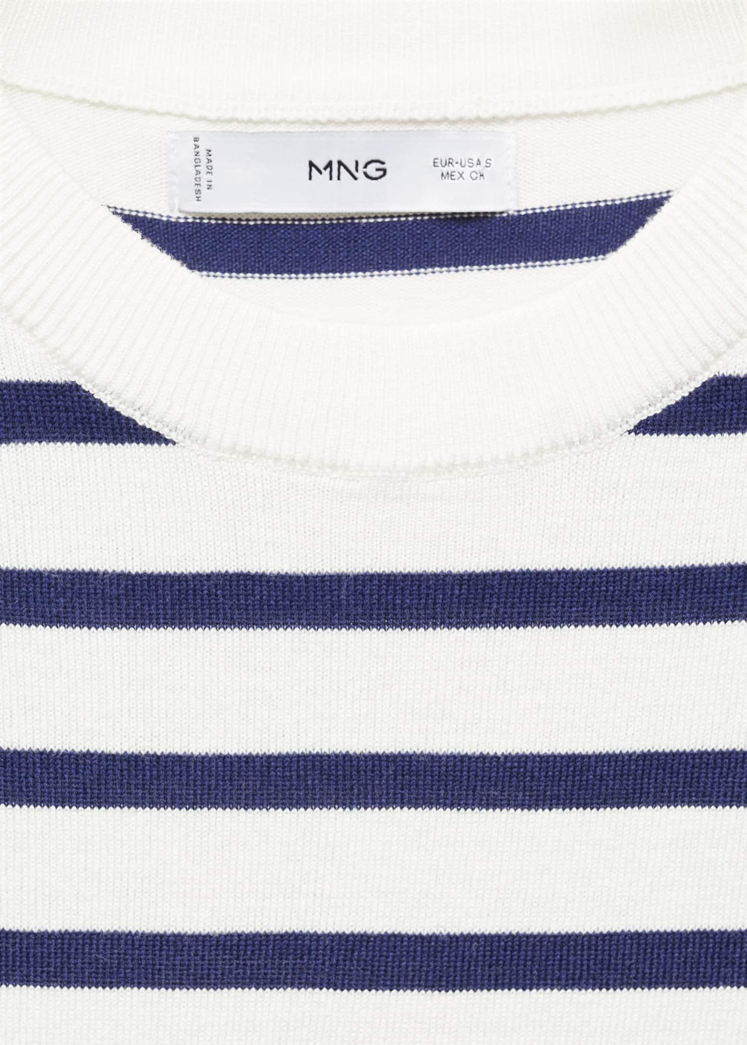 Mango - Navy Striped Short-Sleeved Sweater