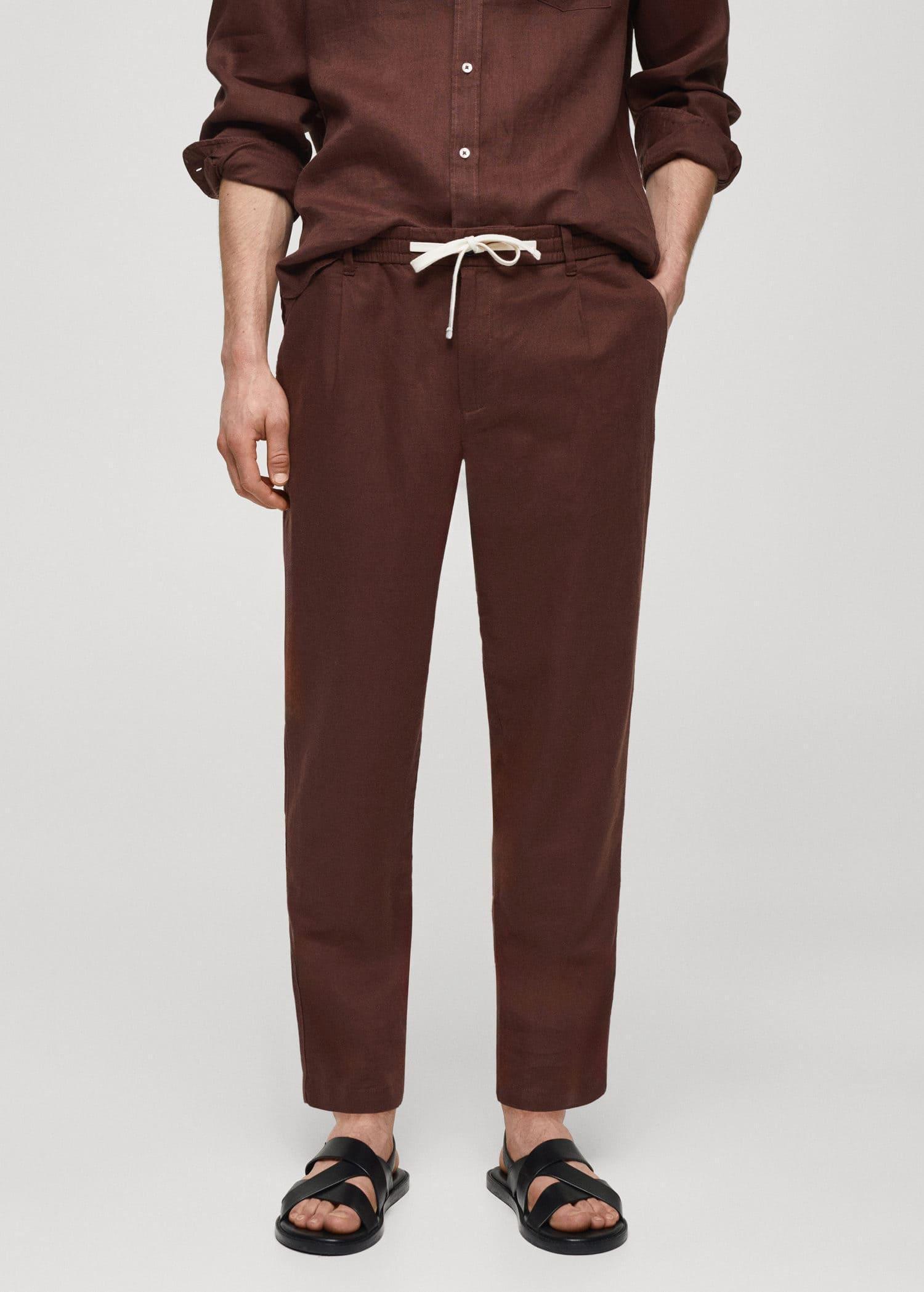 Mango - Red Slim-Fit Trousers With Drawstring