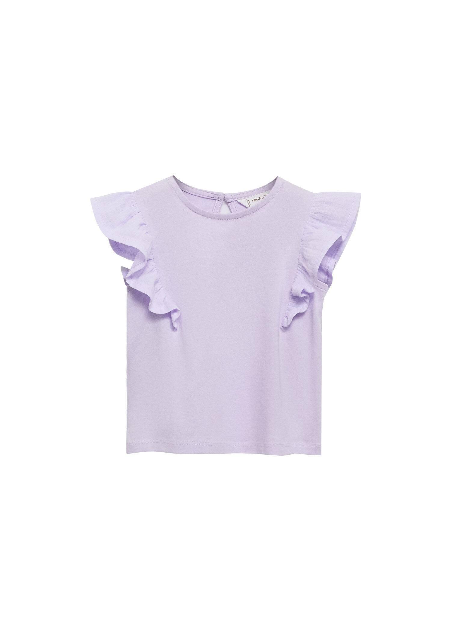 Mango - Purple Short-Sleeved Ruffle T-Shirt, Kids Girls