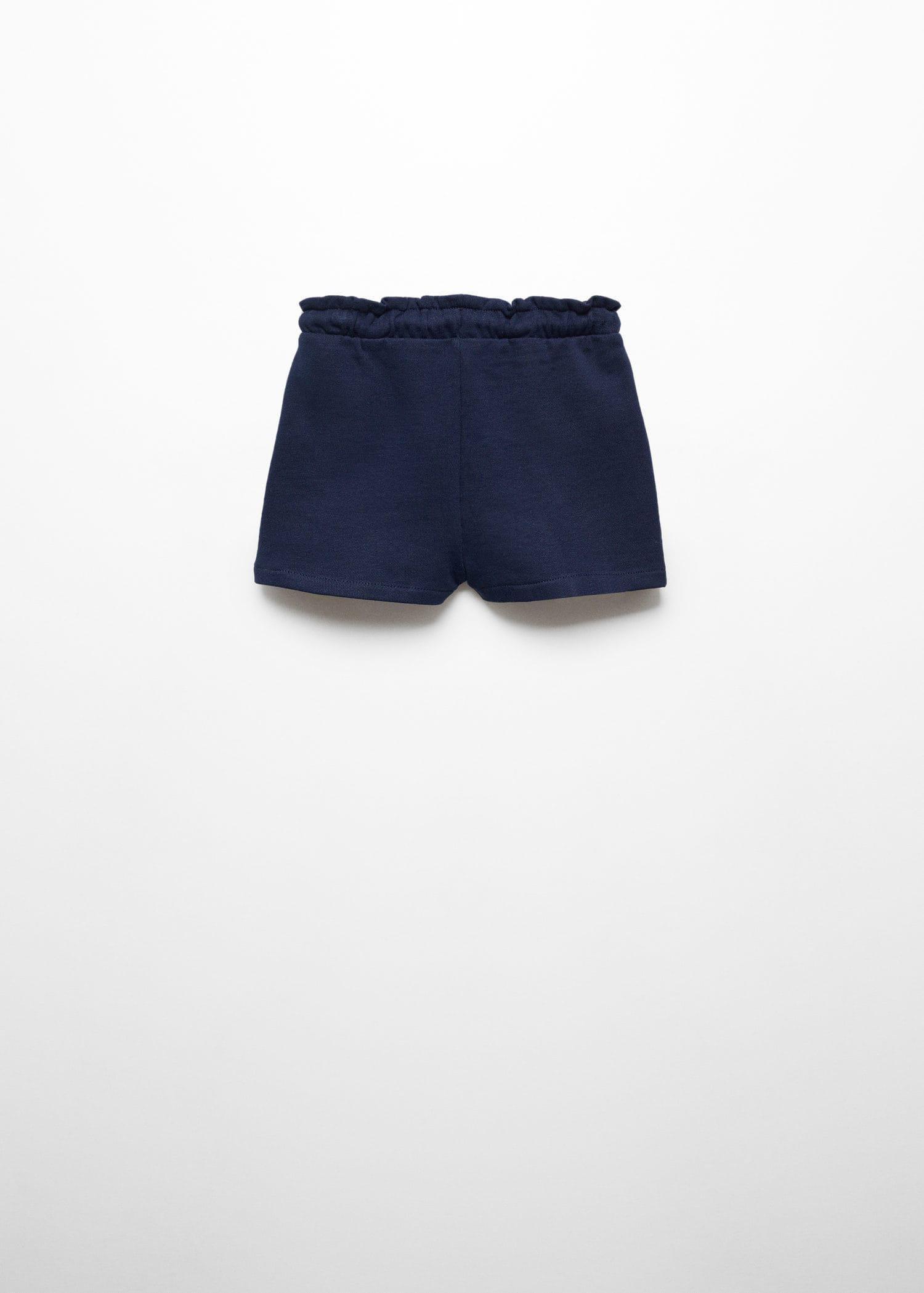 Mango - Navy Cotton Drawstring Waist Shorts, Baby Girls
