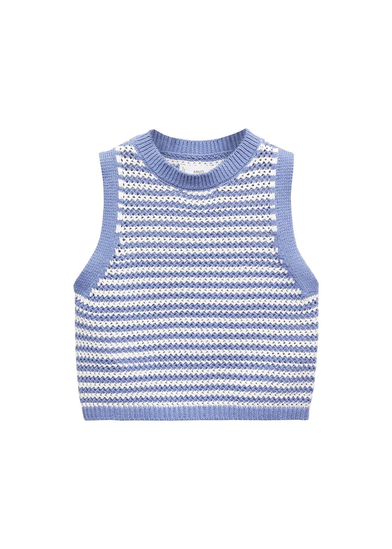 Mango - Blue Striped Knitted Gilet, Kids Girls