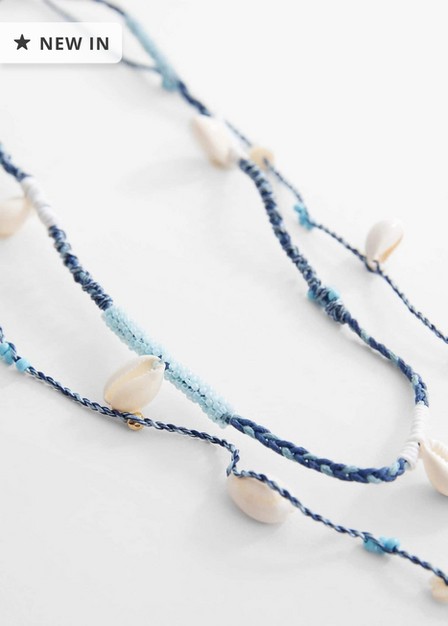 Mango - Blue Shells Bead Necklace, Kids Girls