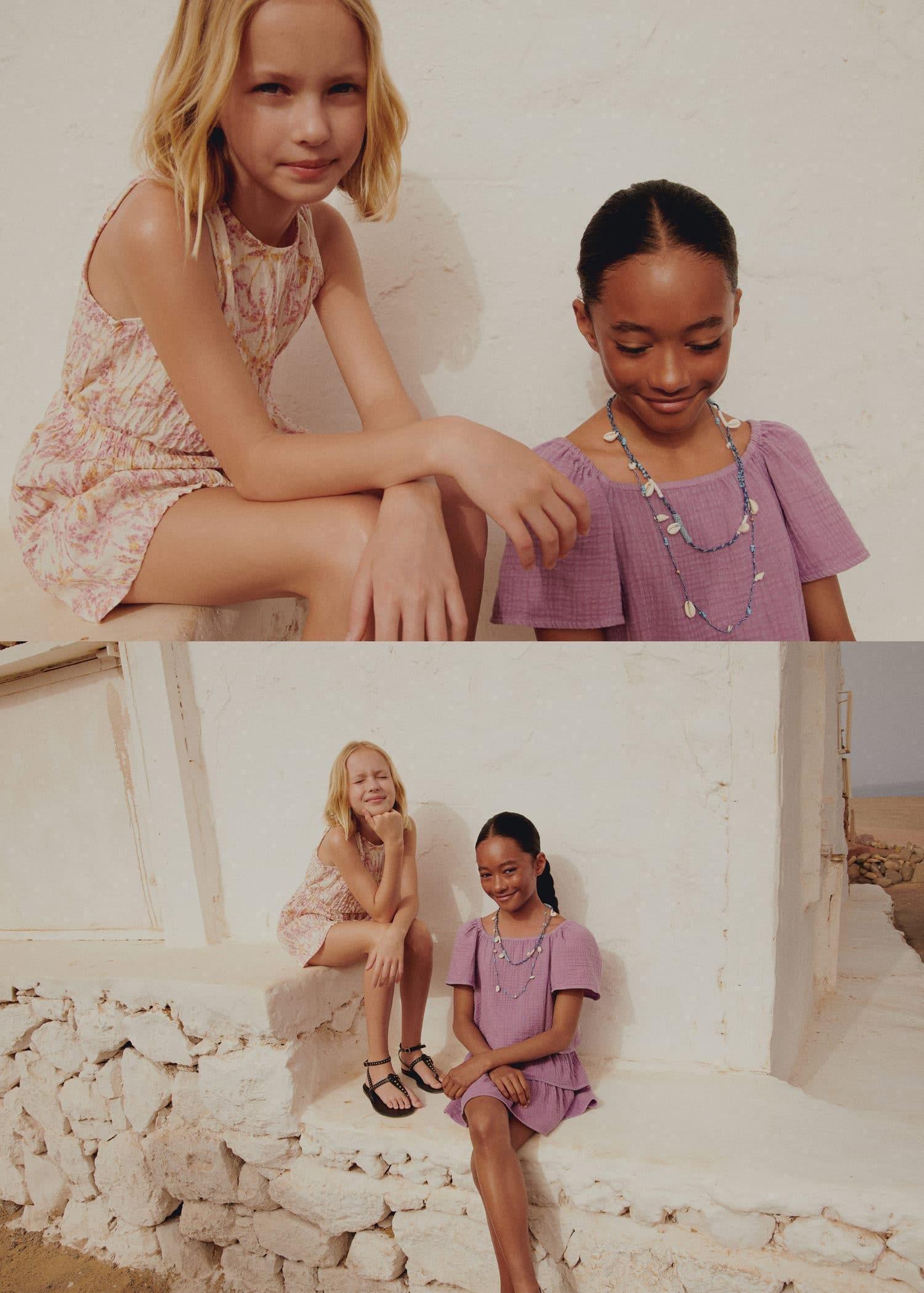 Blue Shells Bead Necklace, Kids Girls, , large image number 4