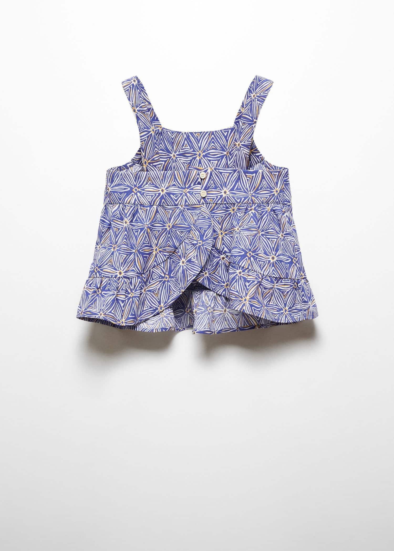 Mango - Blue Printed Blouse With Opening Detail, Kids Girls