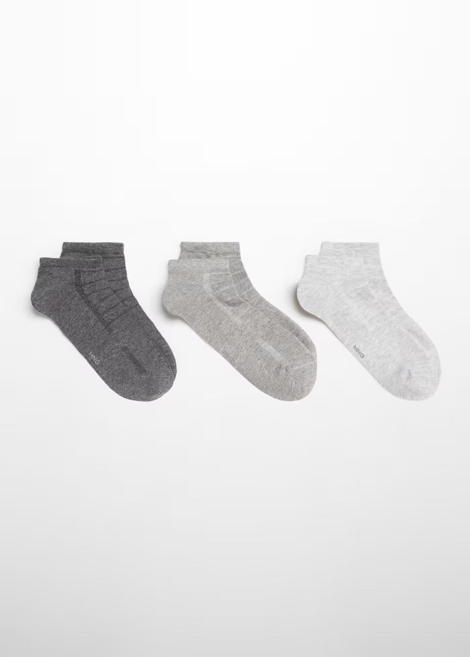 Mango - Grey Plain Cotton Socks, Set Of 3