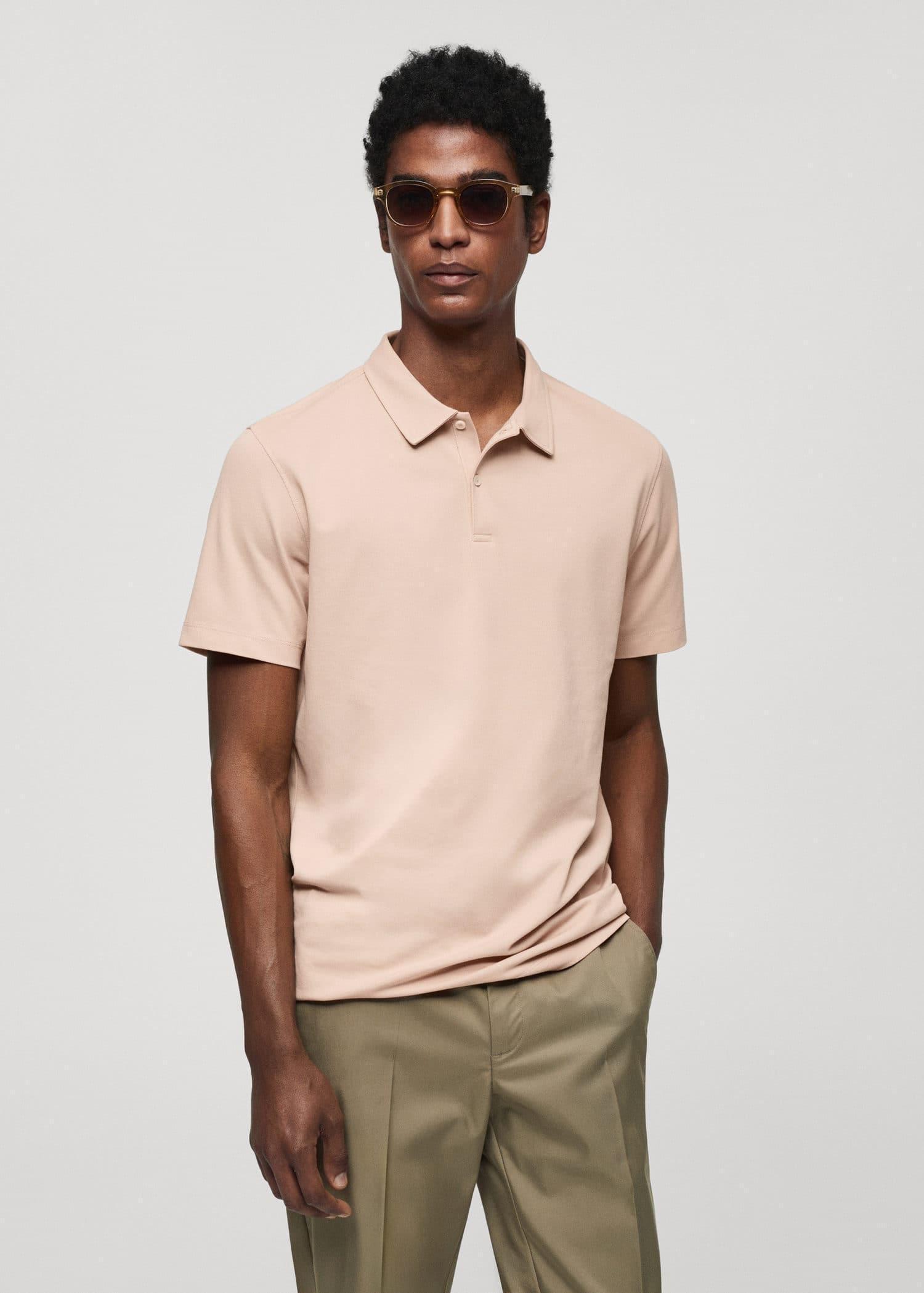 Pink Lt-Pastel Slim-Fit Cotton Polo Shirt, , large image number 0