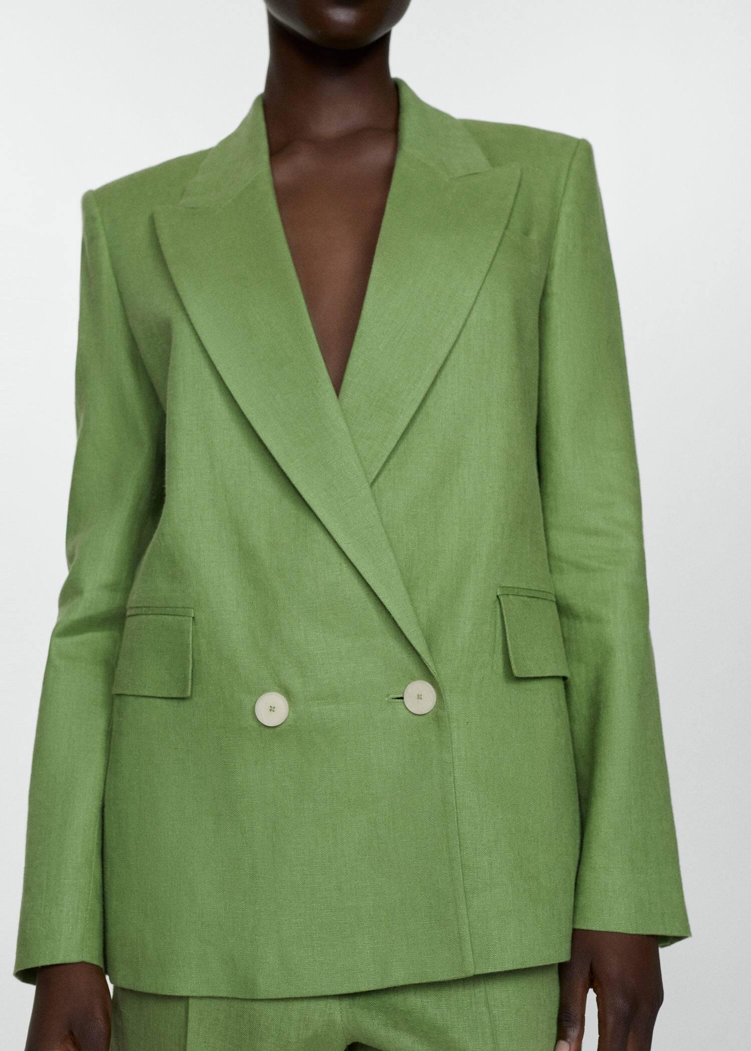 Mango - Green Linen Blazer Suit