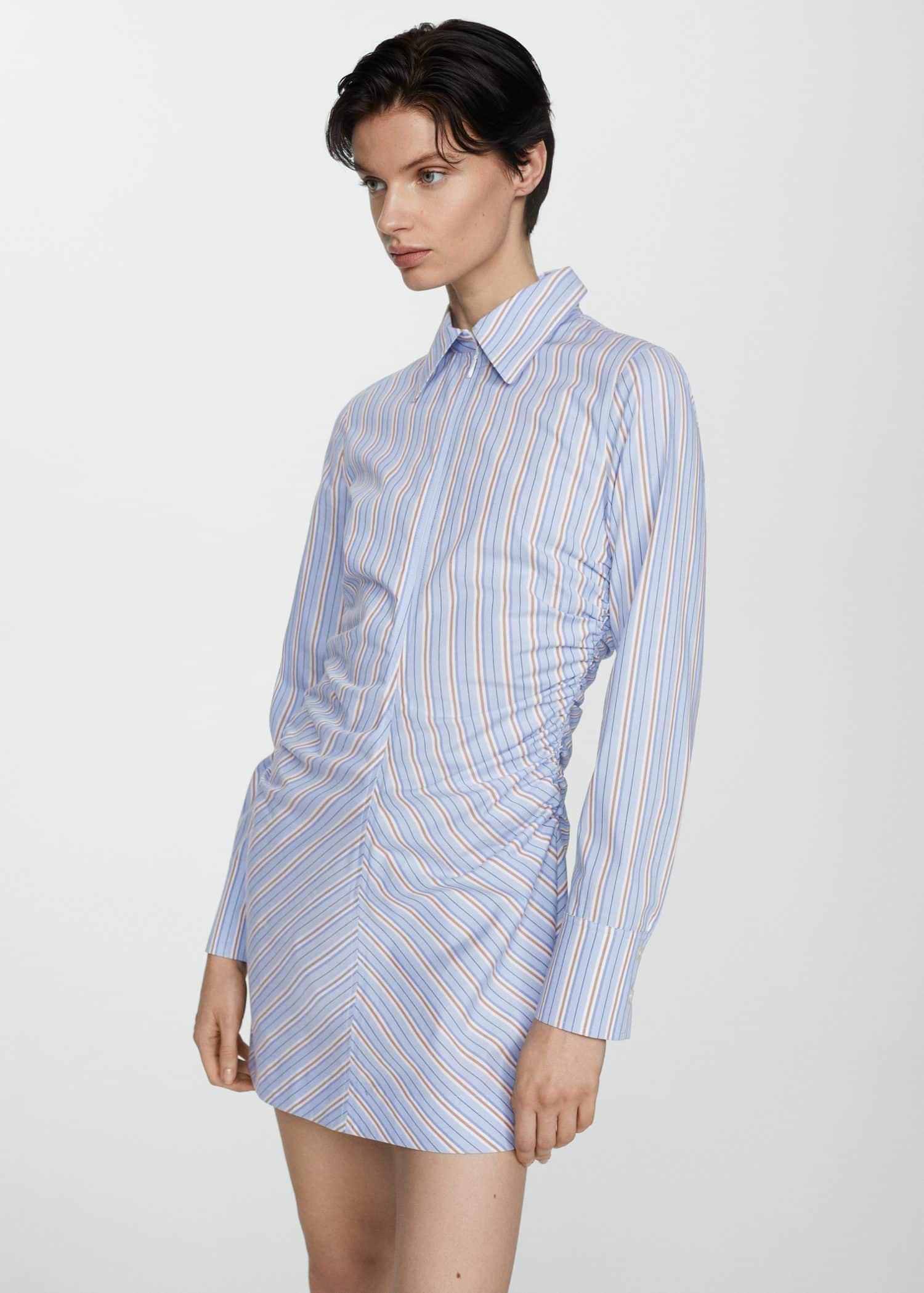 Mango - Blue Striped Shirt Dress With Zip