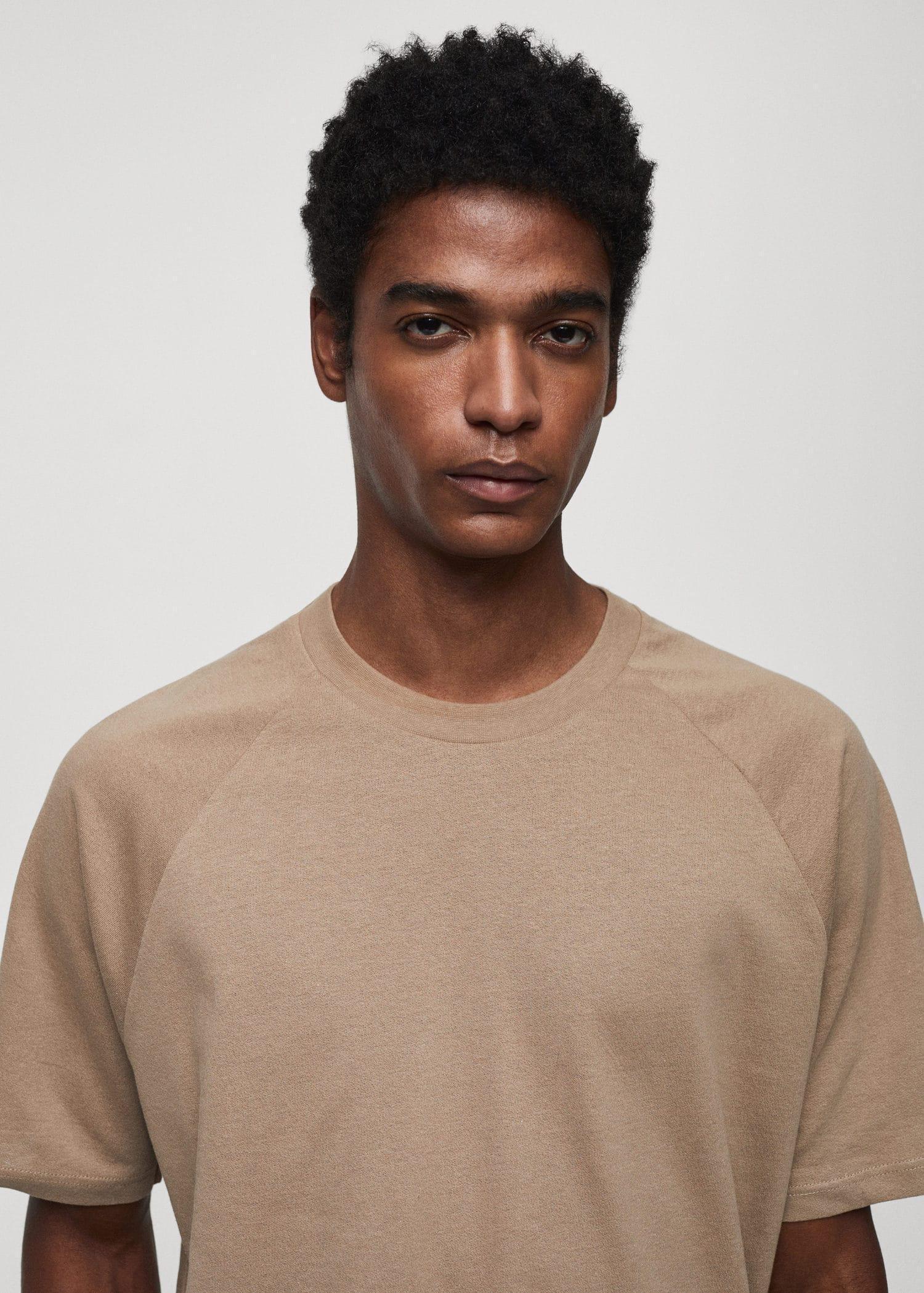 Mango - Beige Relaxed Fit Cotton T-Shirt