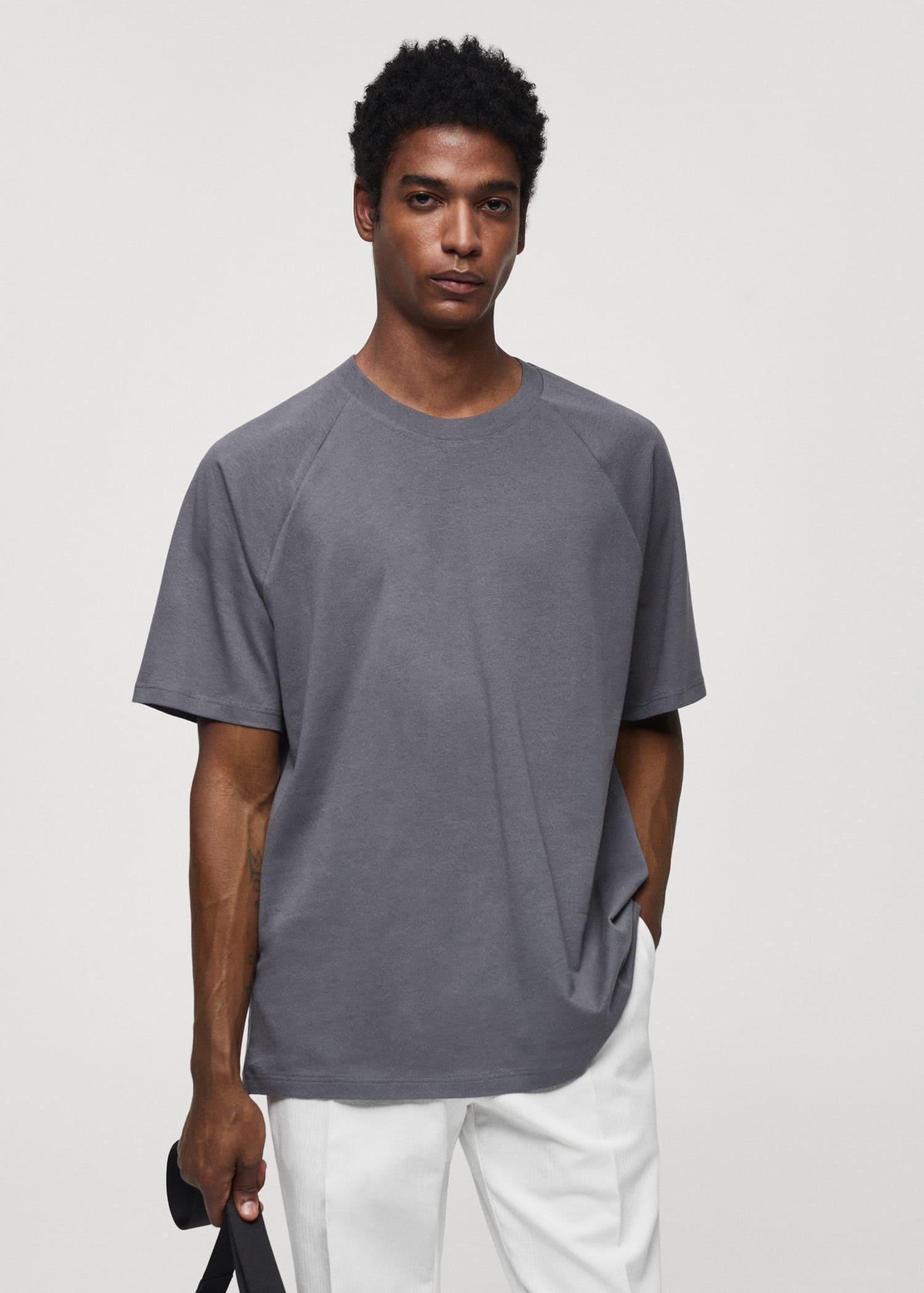 Mango - Blue Relaxed Fit Cotton T-Shirt
