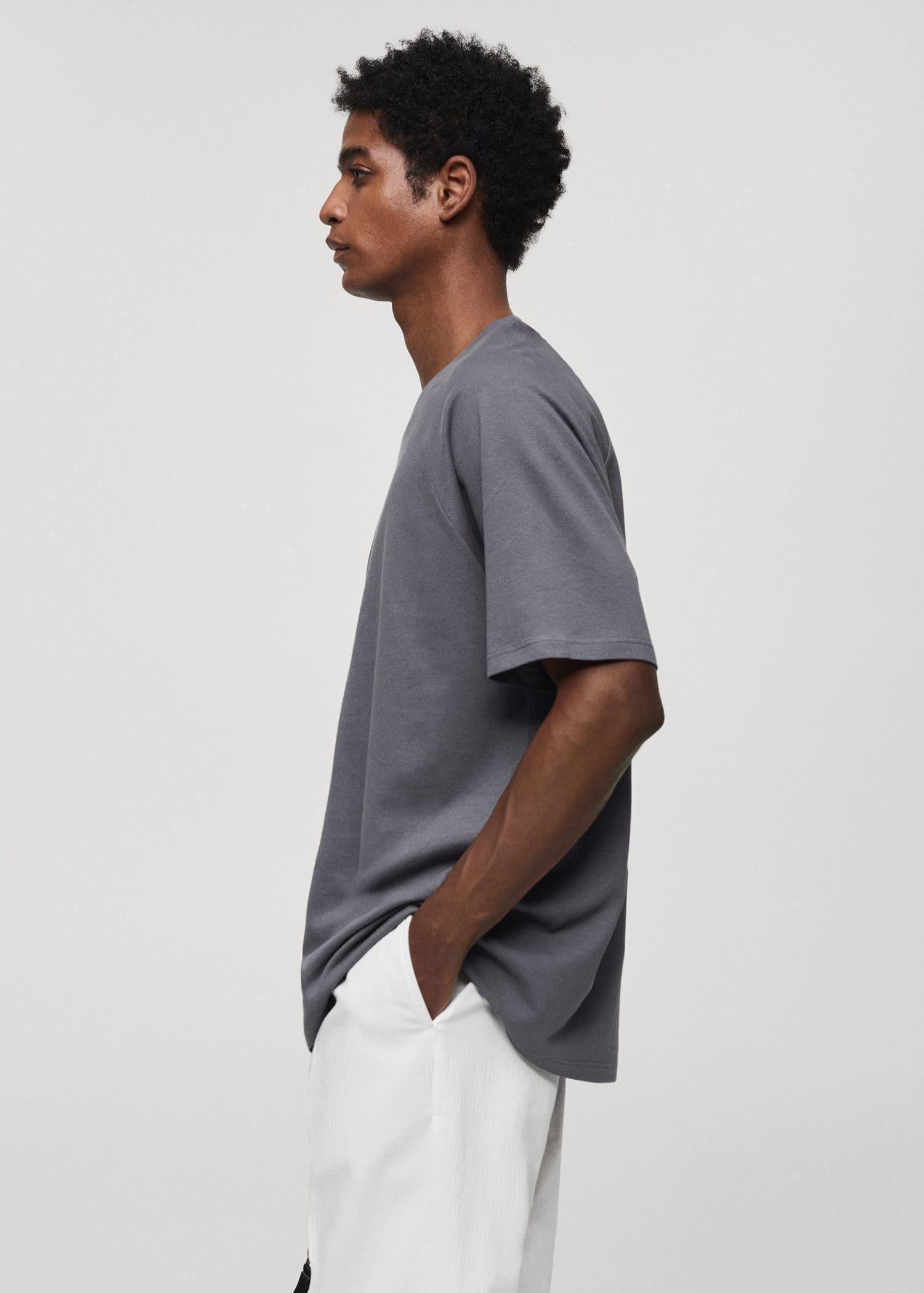 Mango - Blue Relaxed Fit Cotton T-Shirt