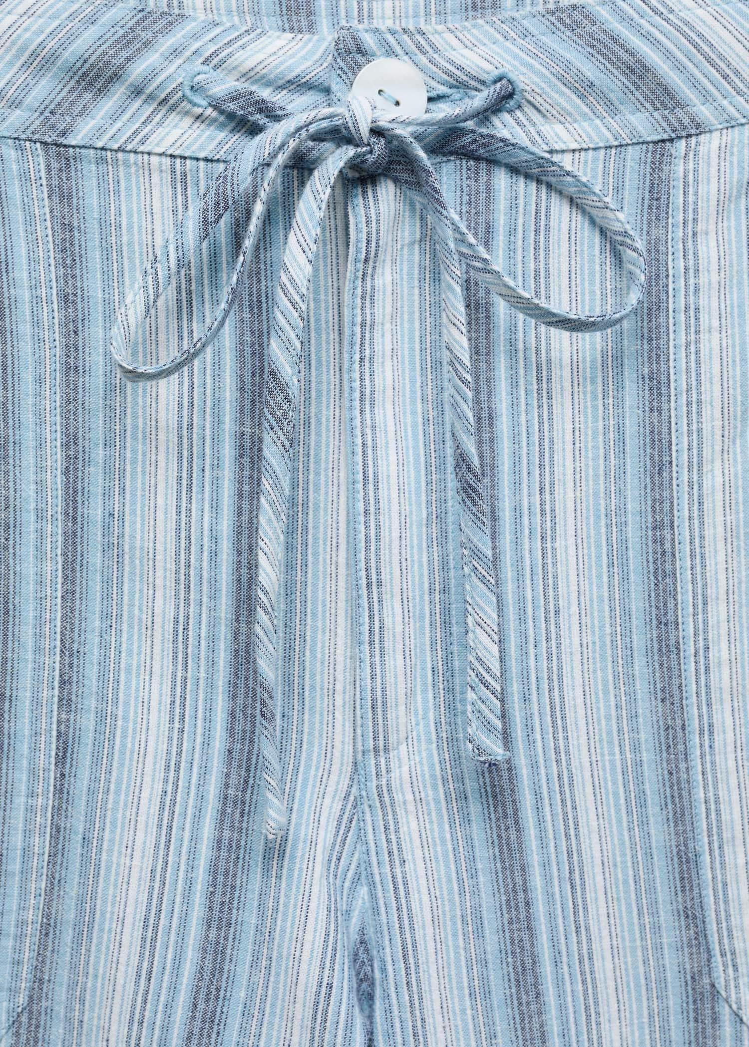 Blue Striped Cargo Pockets Trousers, , large image number 4