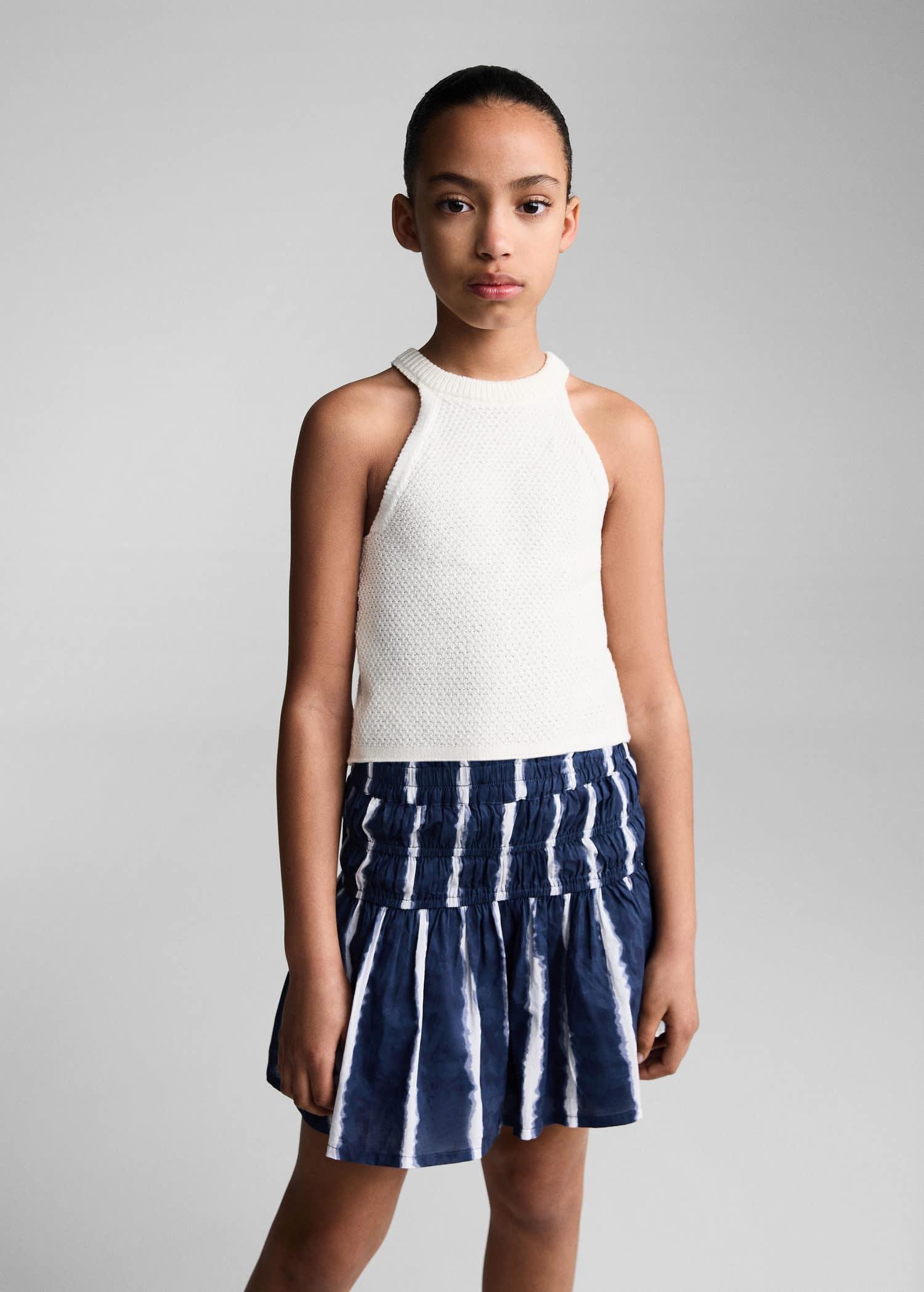 Blue Printed Ruffle Skirt, Kids Girls, , large image number 0