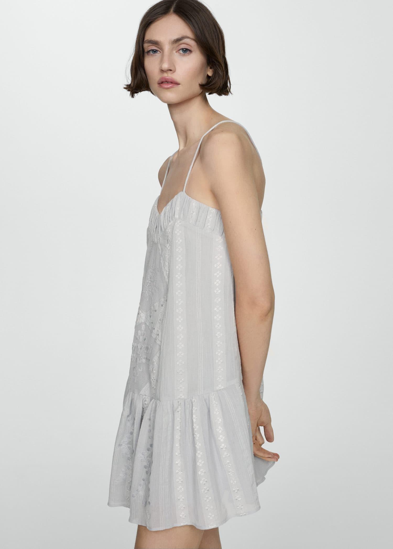 Blue Embroidered Dress With Tassel Detail, , large image number 0