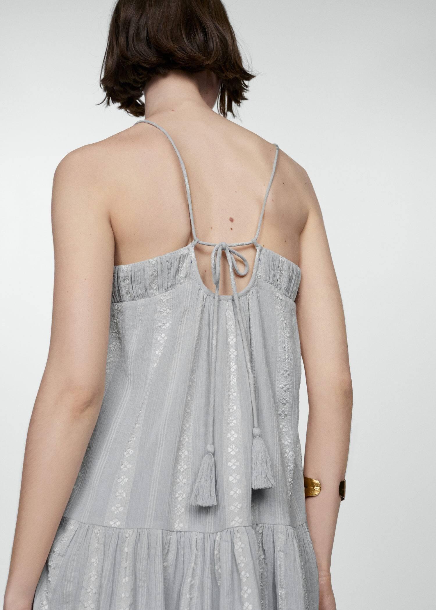 Blue Embroidered Dress With Tassel Detail, , large image number 1